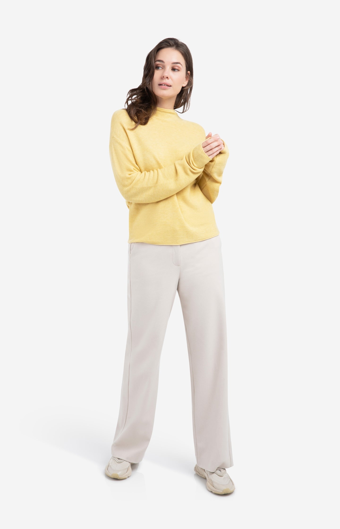 Textured knit sweater with buttoned back - Type: lookbook
