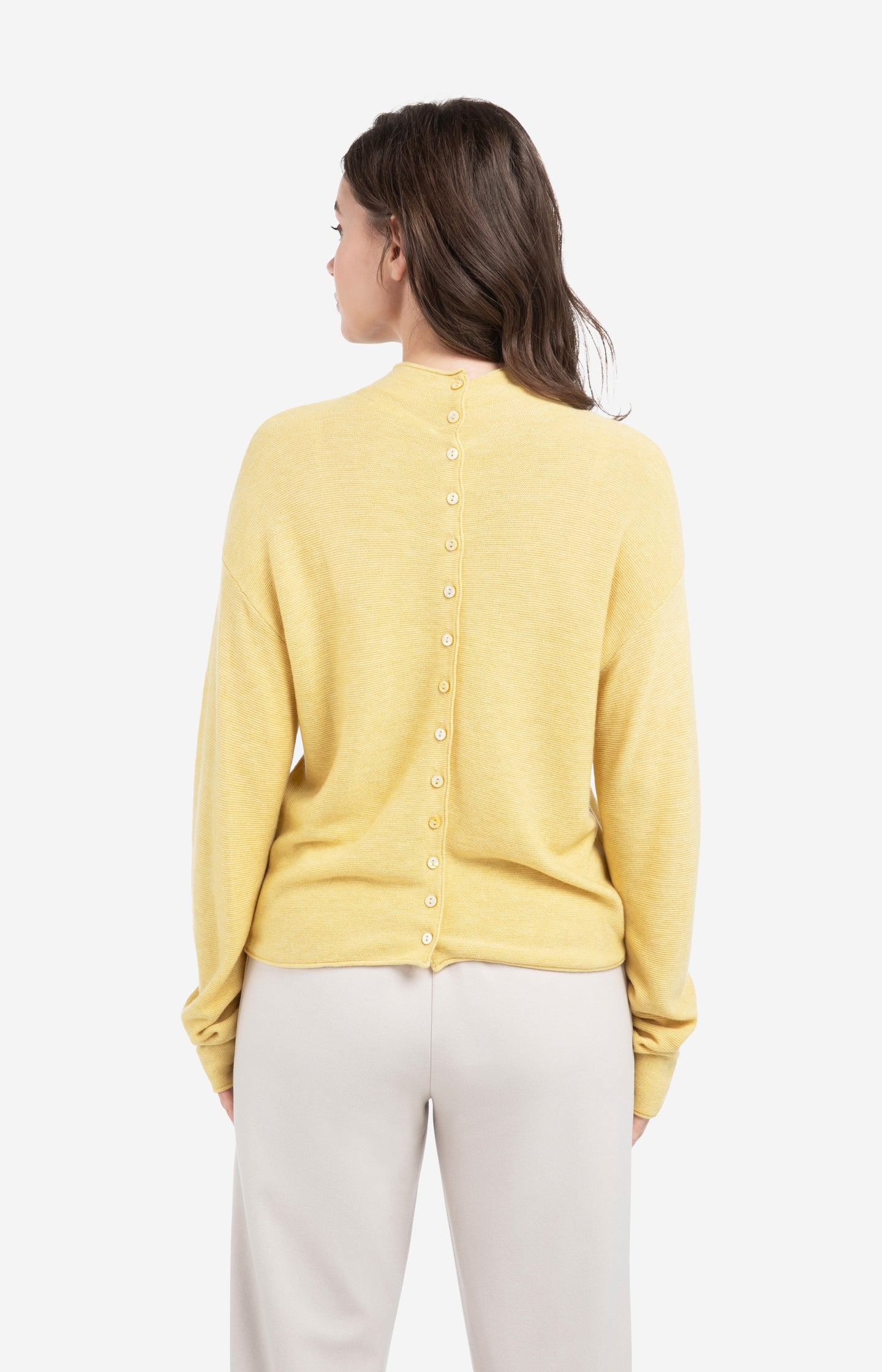 Textured knit sweater with buttoned back - Type: lookbook