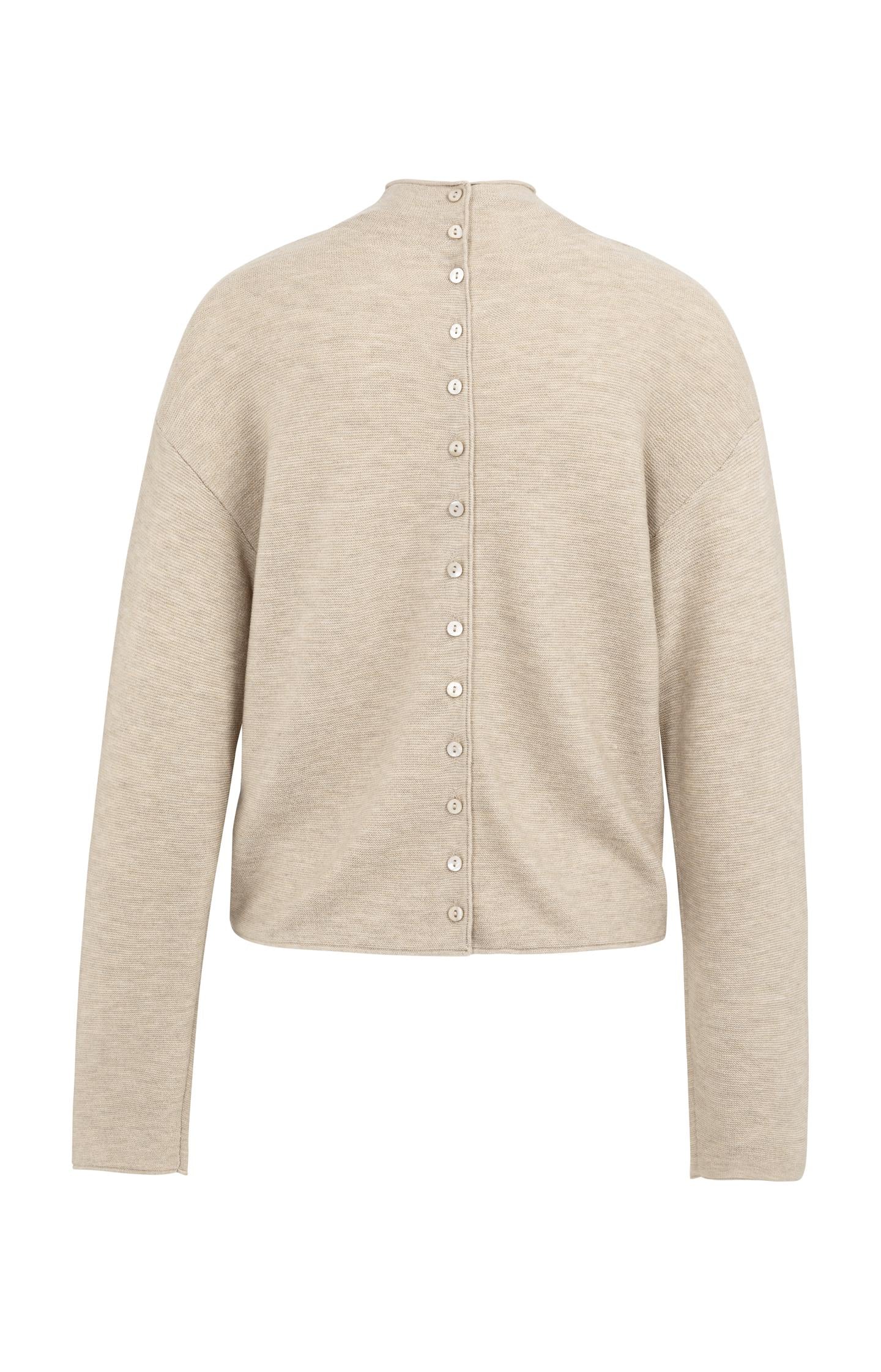 Textured knit sweater with buttoned back - Type: lookbook