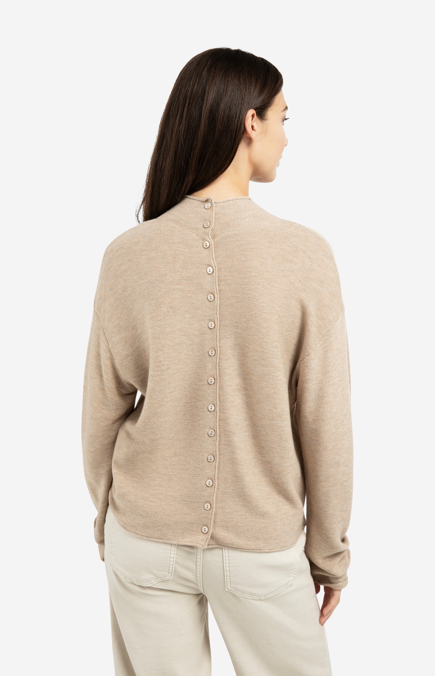 Textured knit sweater with buttoned back - Type: lookbook