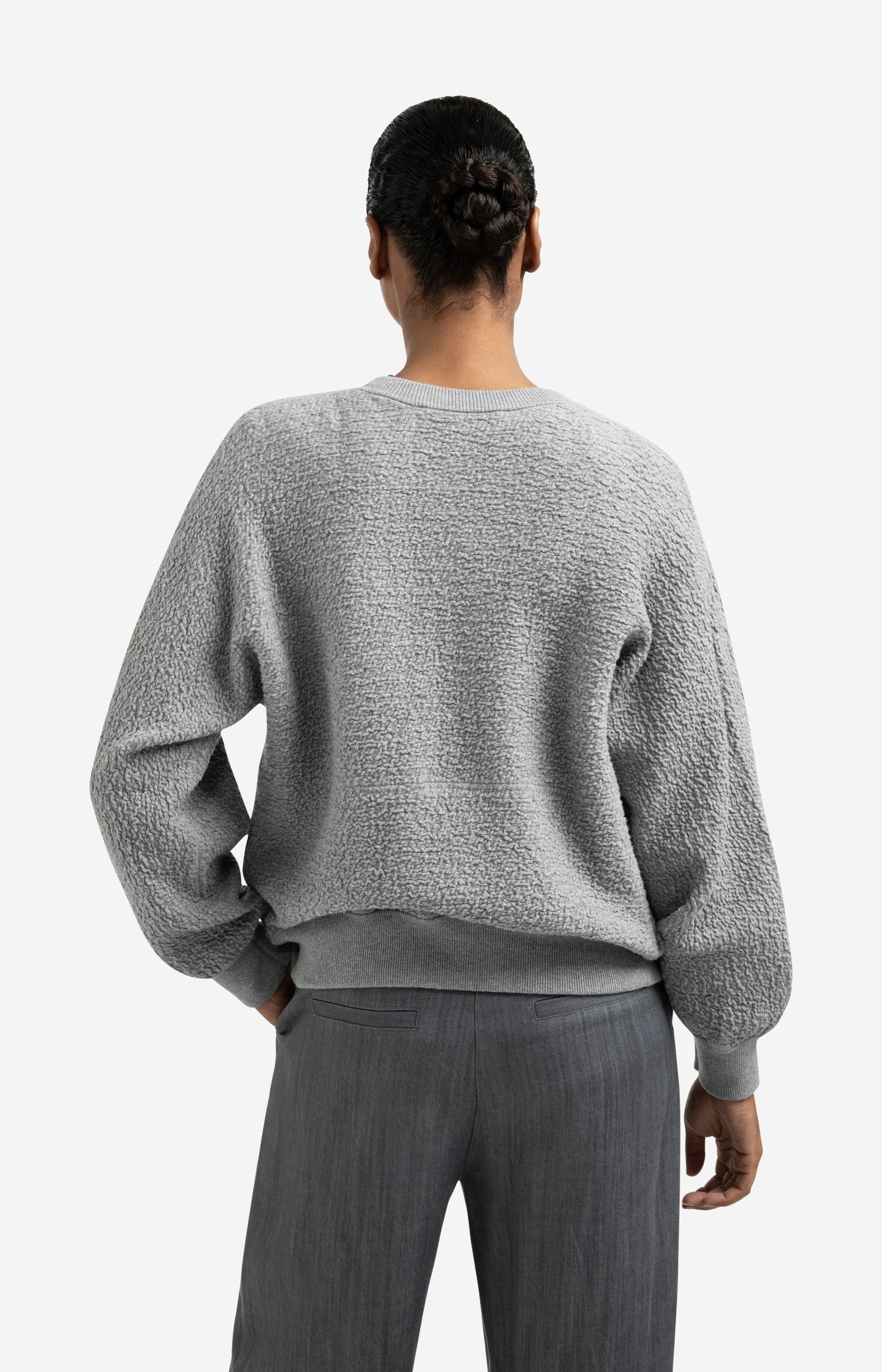 Textured knitted bomber with long sleeves - Type: lookbook