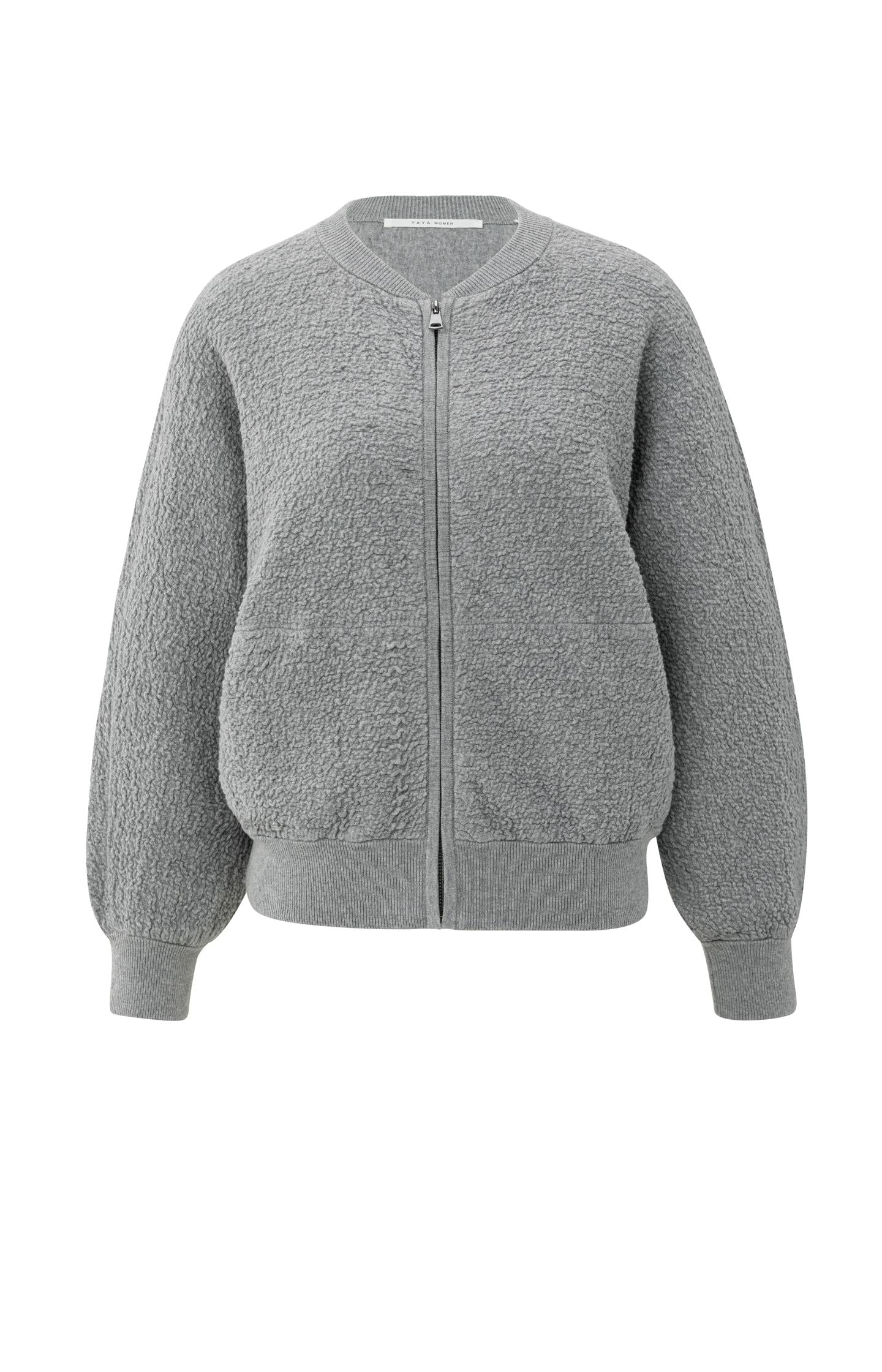 Textured knitted bomber with long sleeves - Type: product