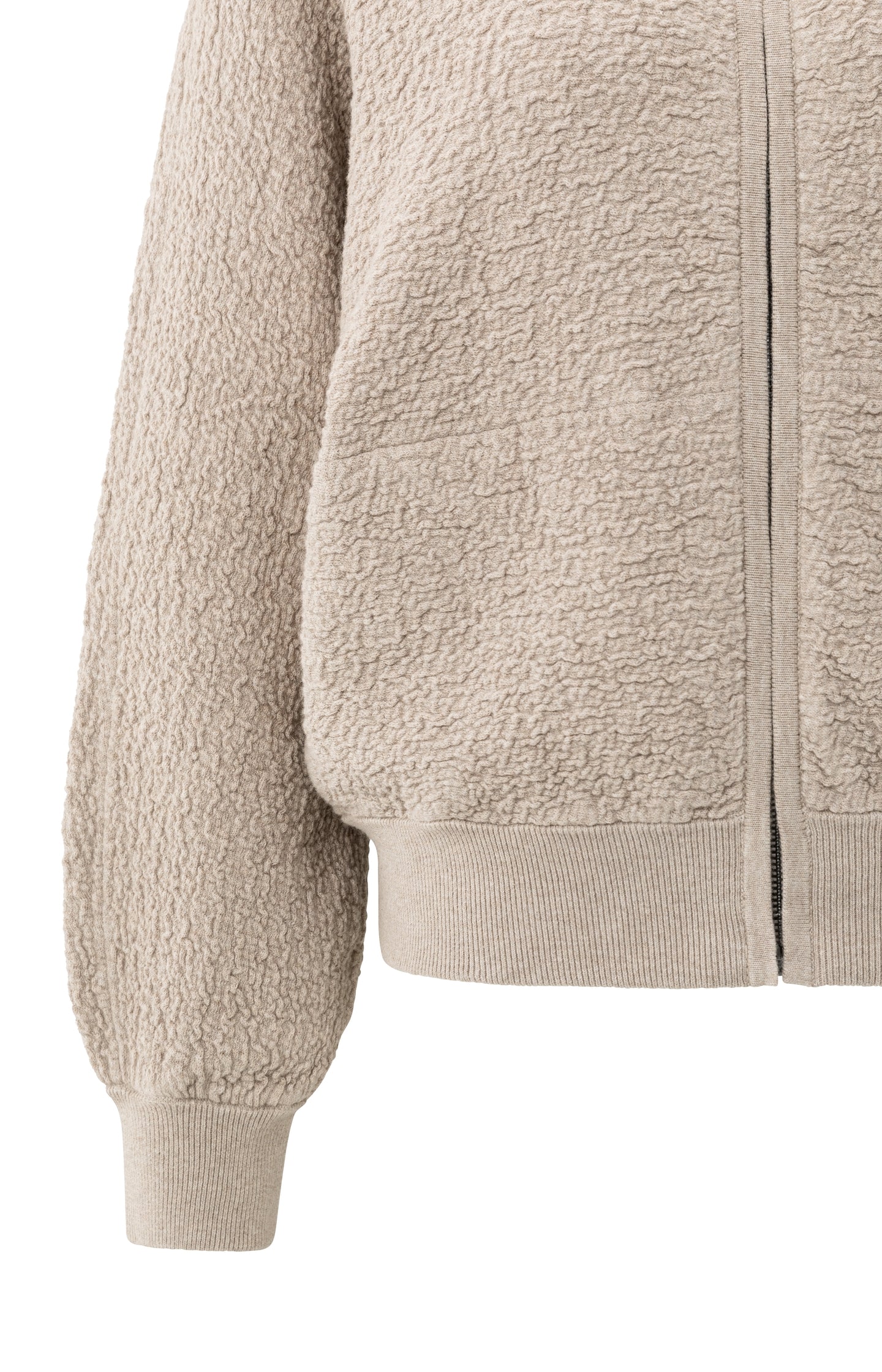 Textured knitted bomber with long sleeves