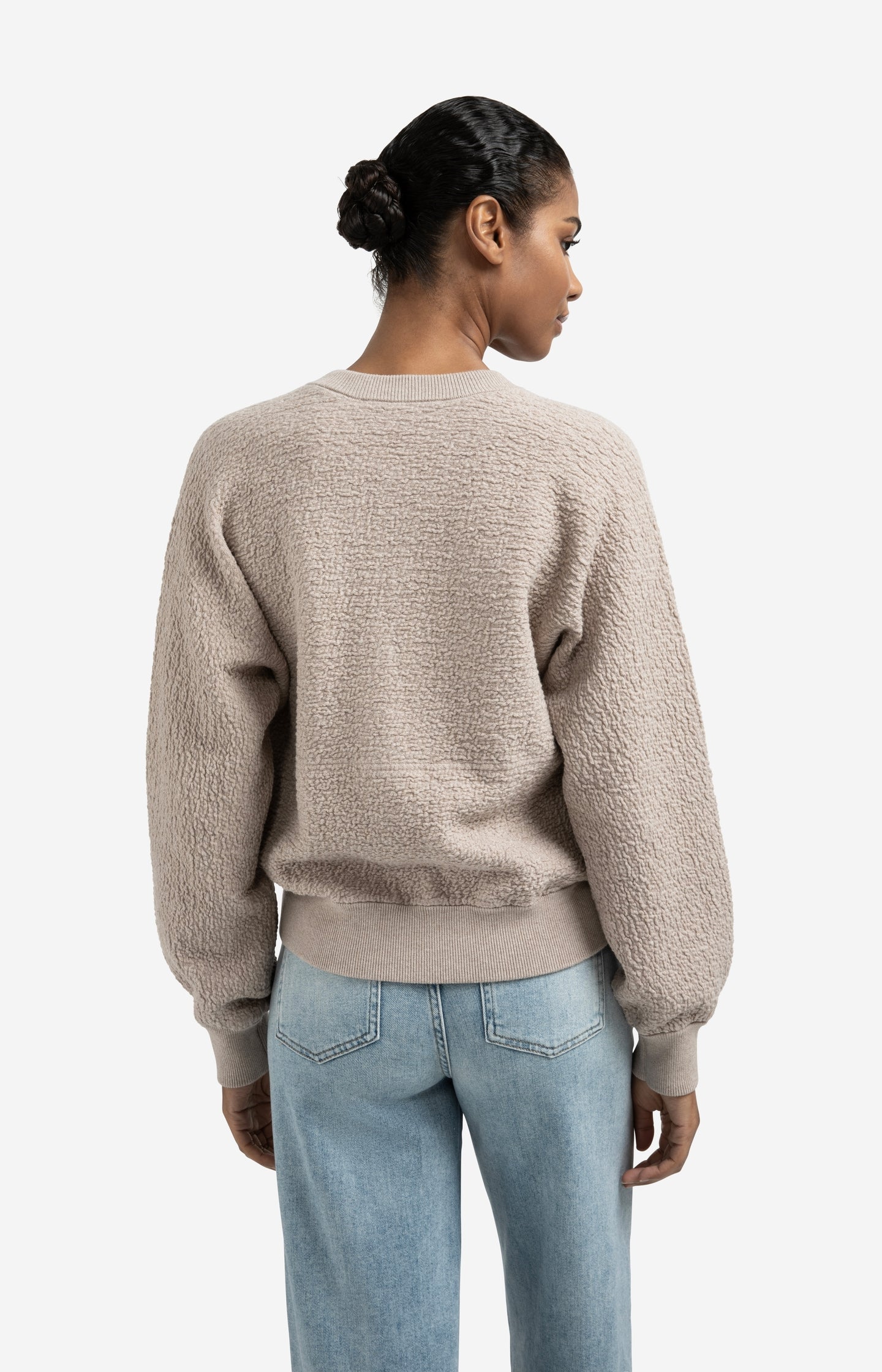 Textured knitted bomber with long sleeves