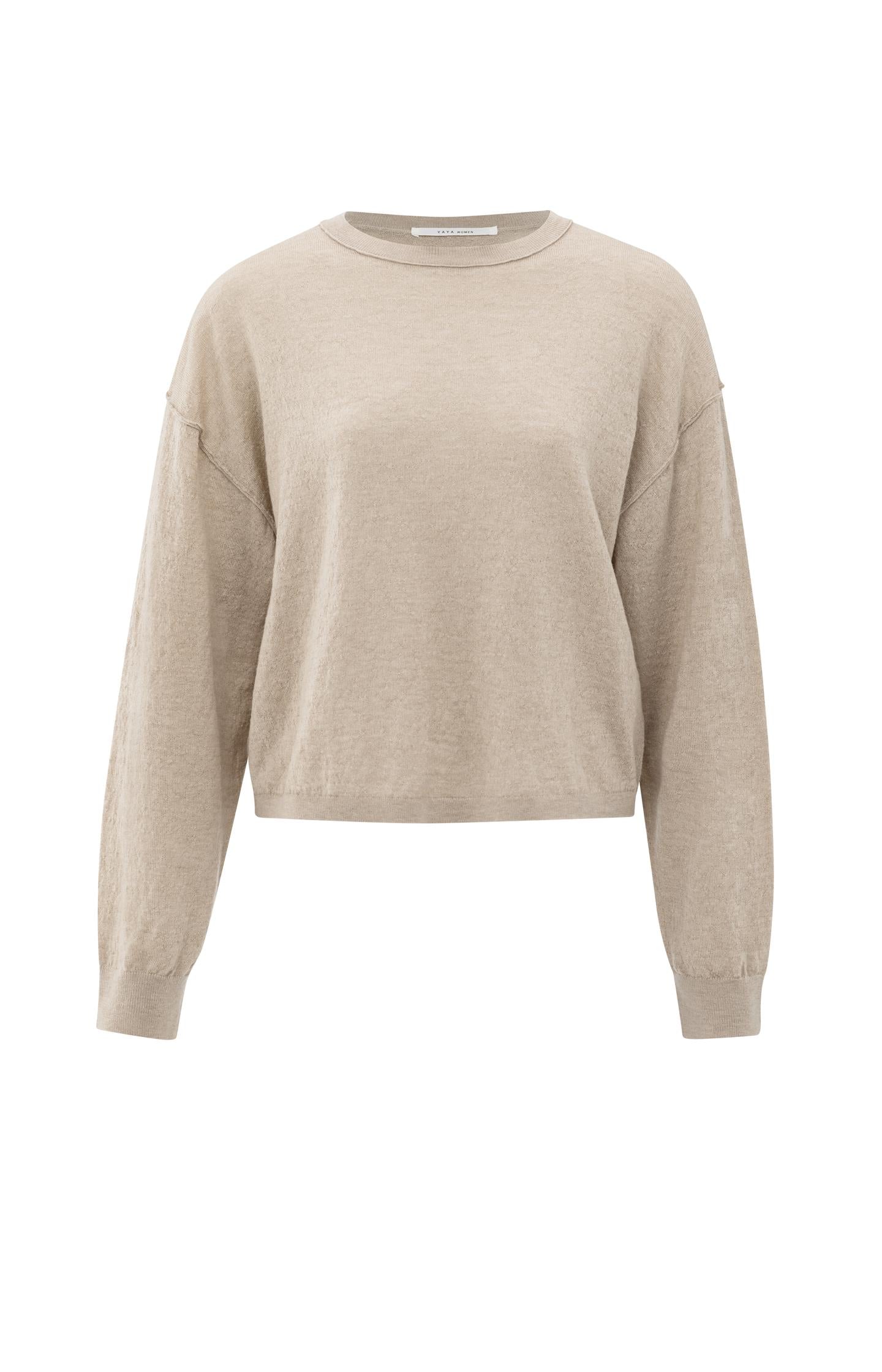 Textured knitted sweater with round neckline - Type: product