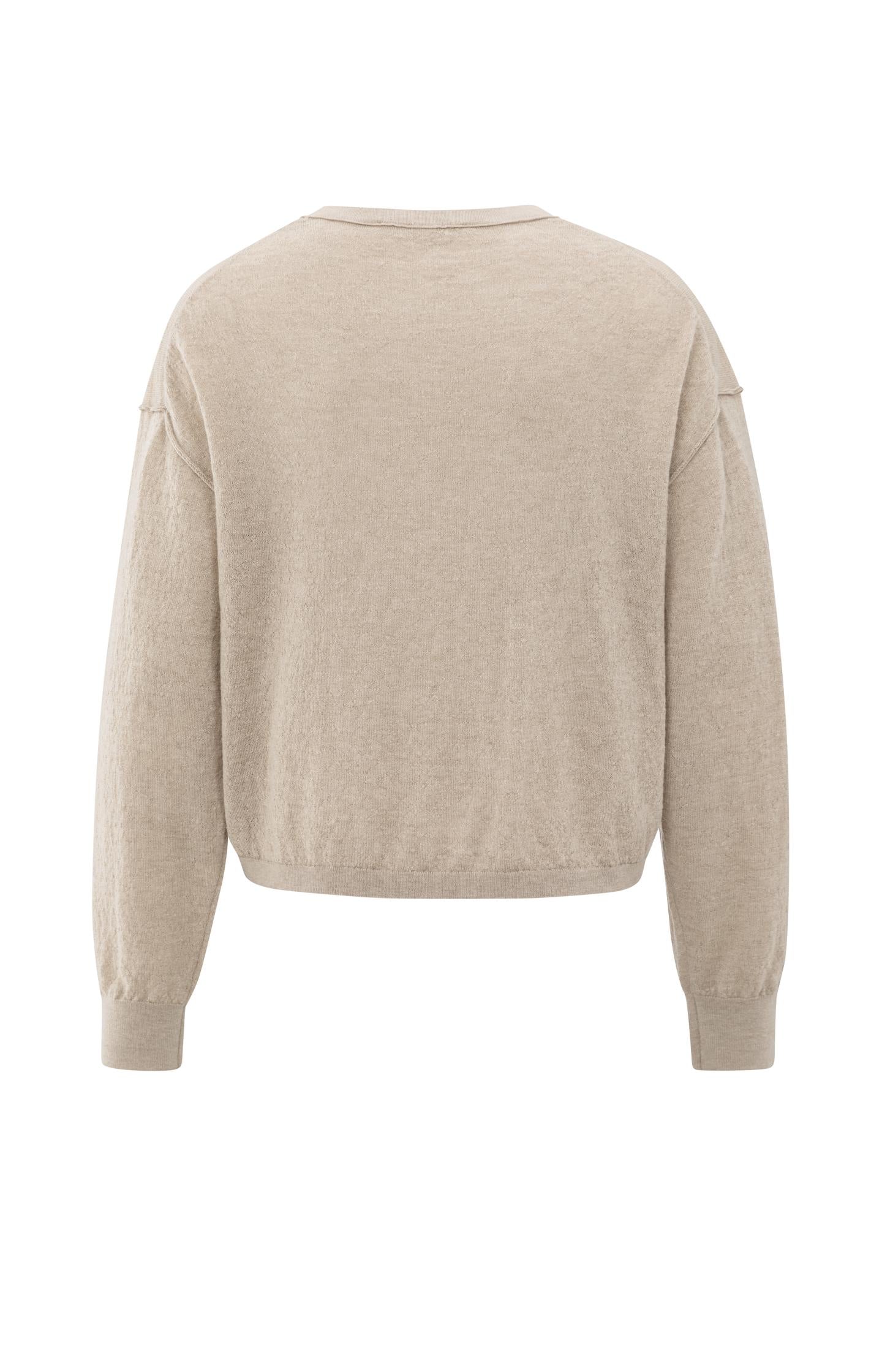 Textured knitted sweater with round neckline