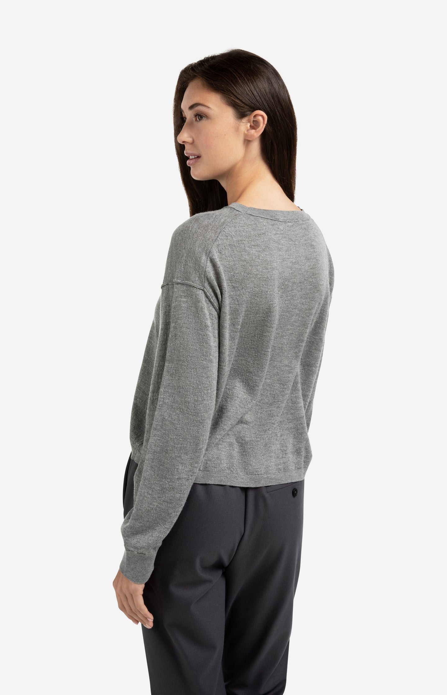 Textured knitted sweater with round neckline - Type: lookbook