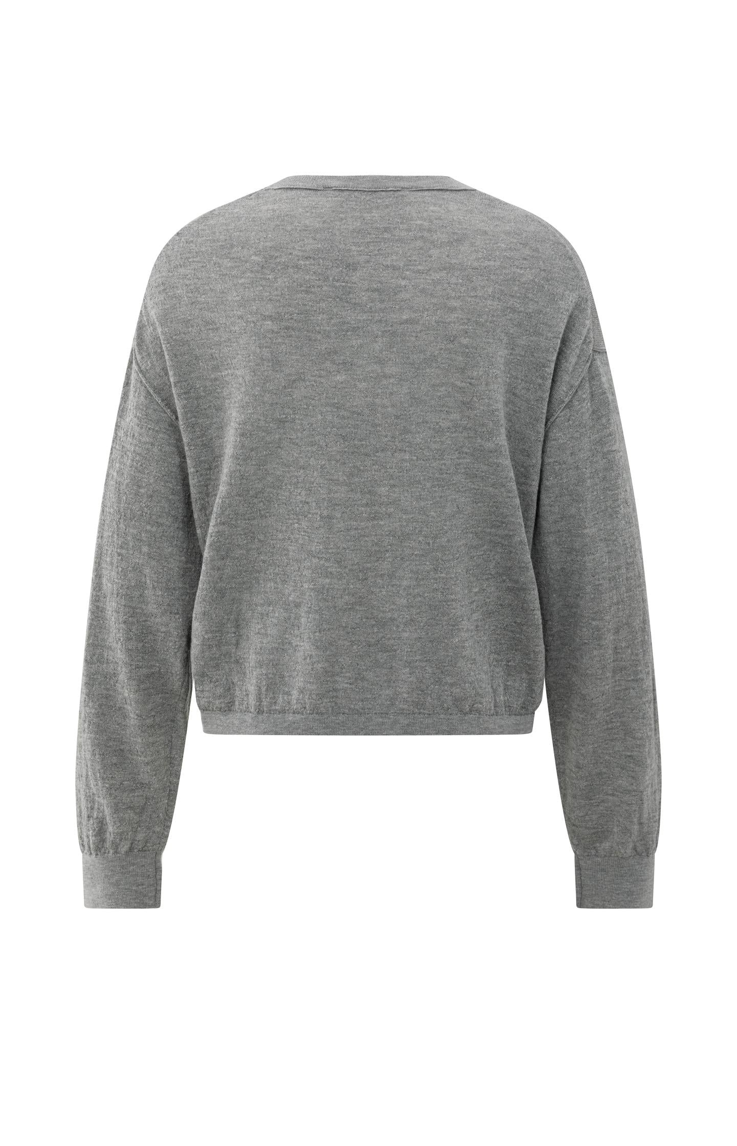 Textured knitted sweater with round neckline
