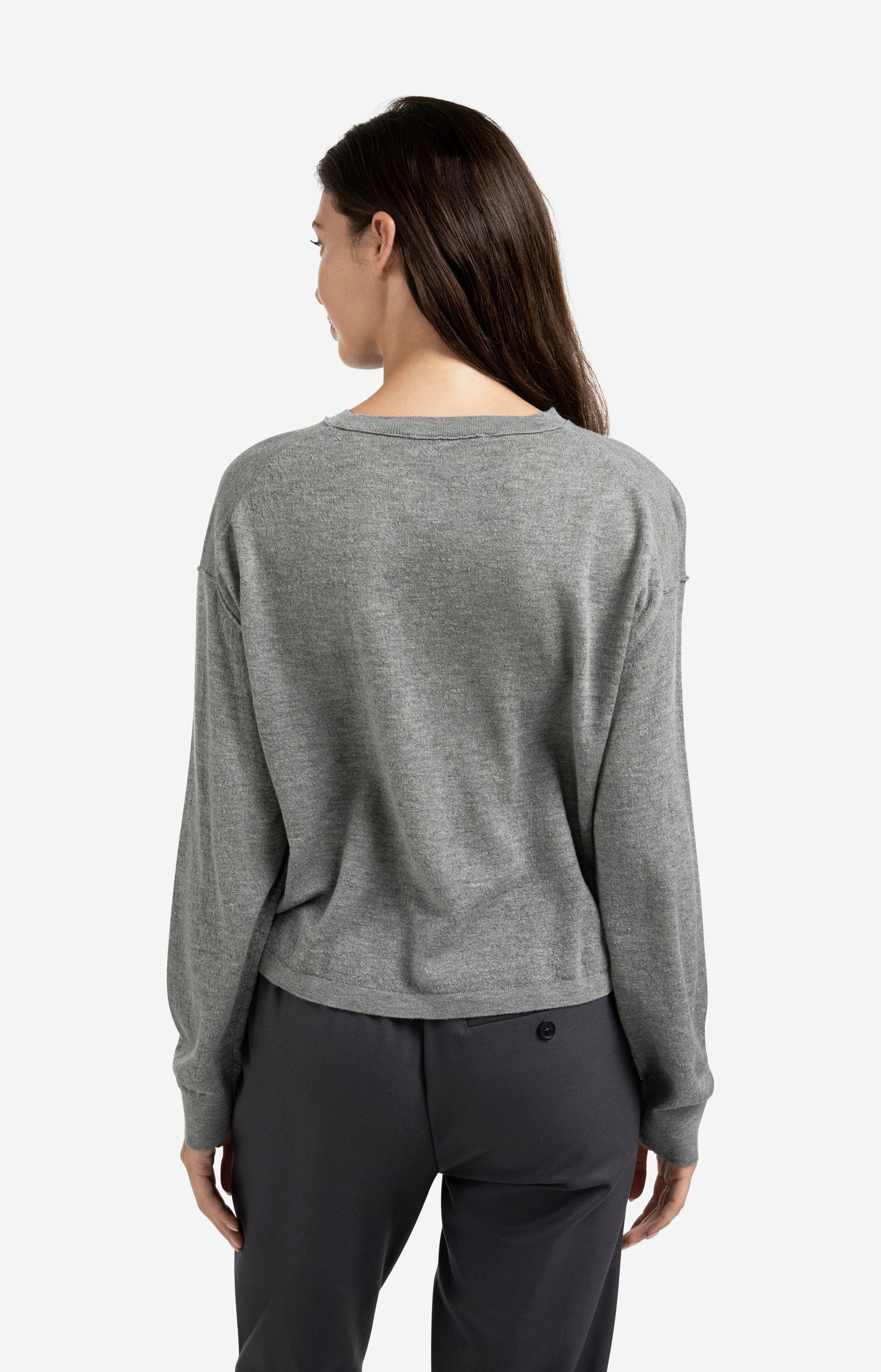 Textured knitted sweater with round neckline