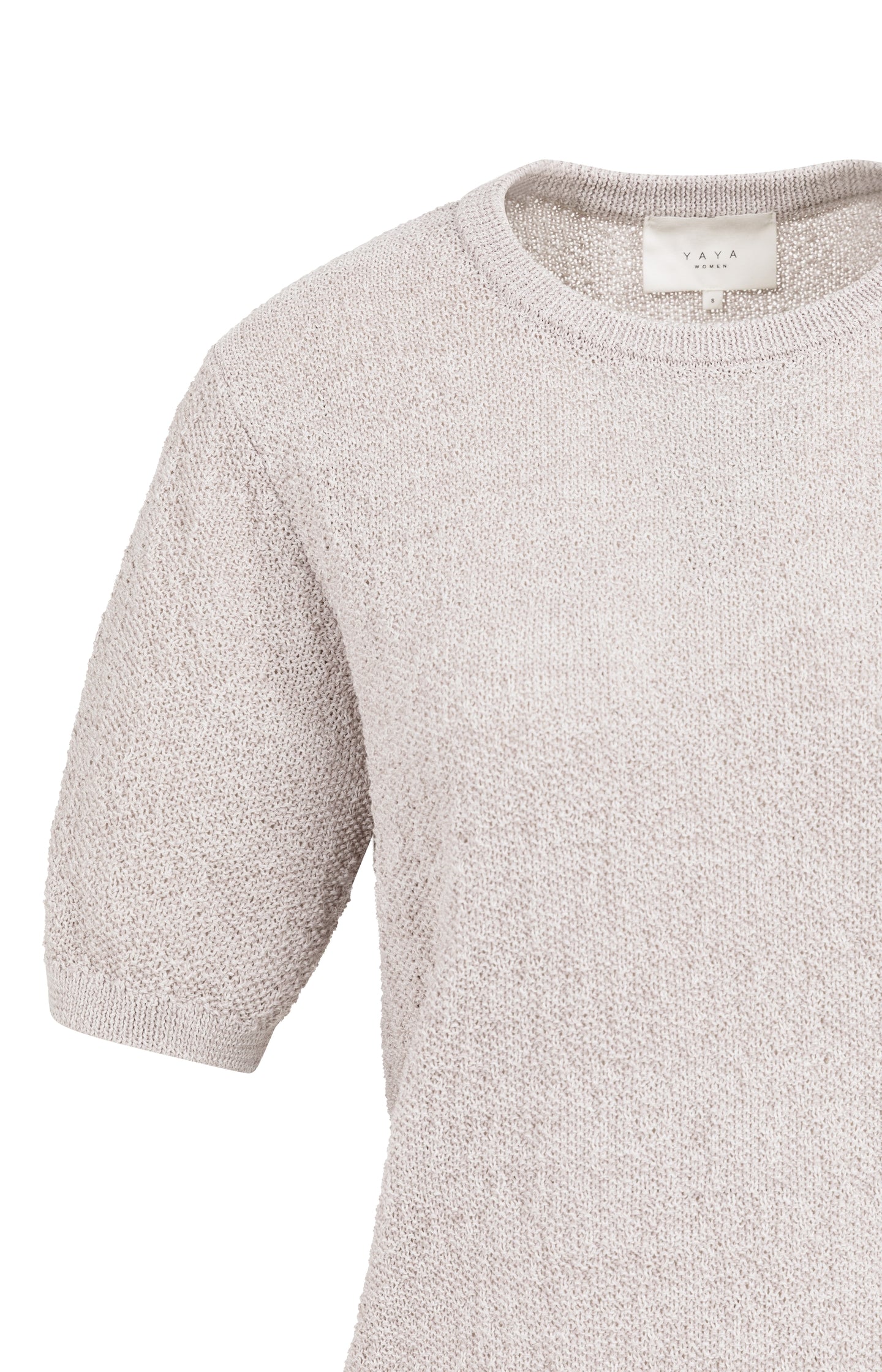 Textured knitted sweater with short sleeves