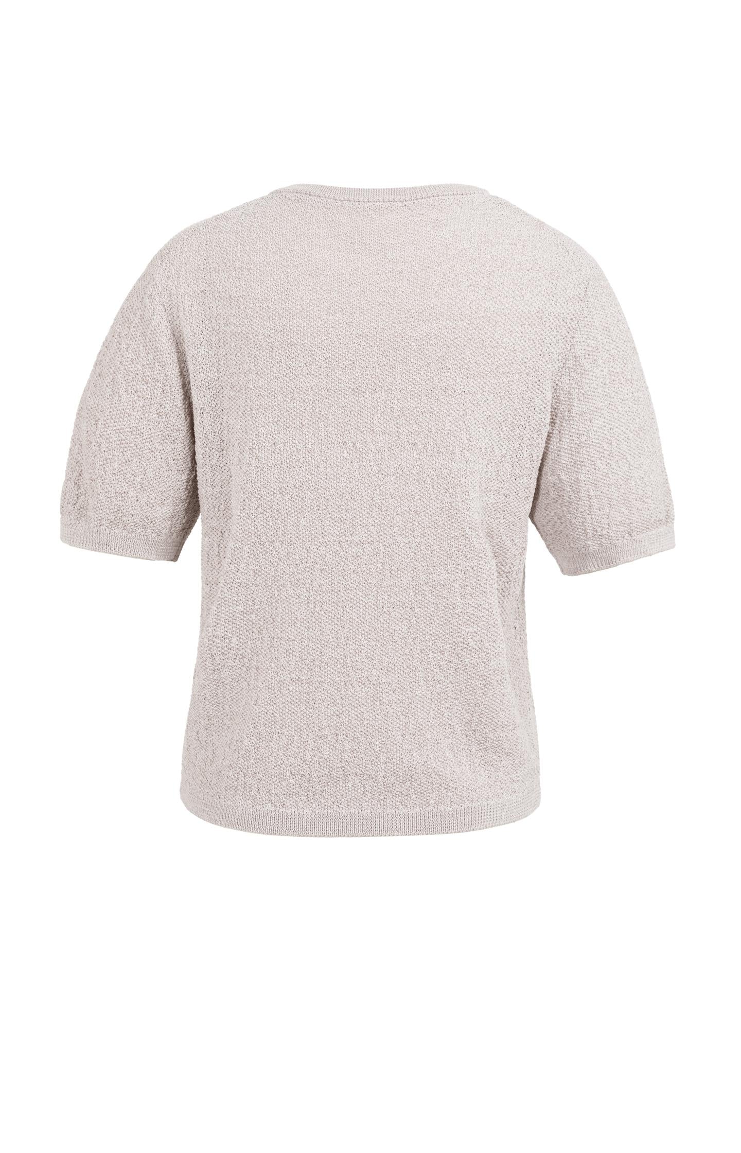 Textured knitted sweater with short sleeves