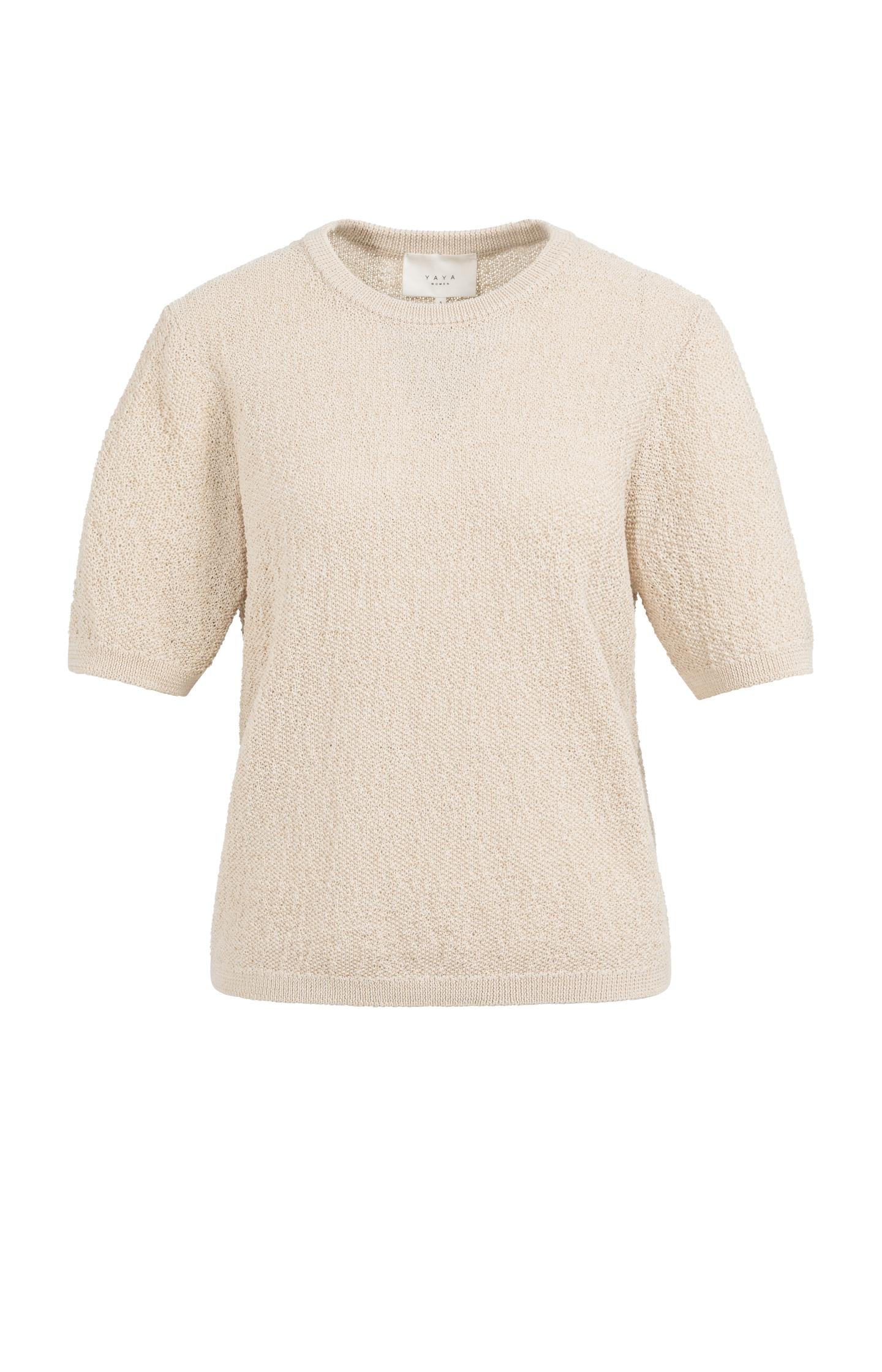 Textured knitted sweater with short sleeves - Type: product