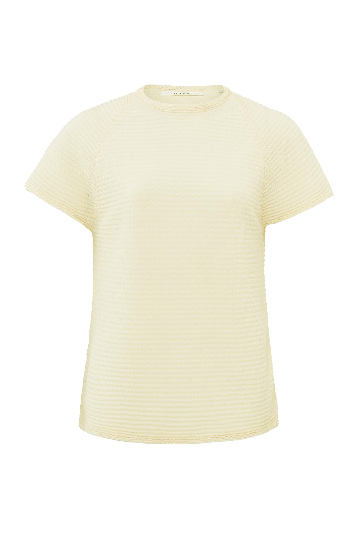 Textured sweater with crewneck and short cap sleeves - Summer Sand - Type: product