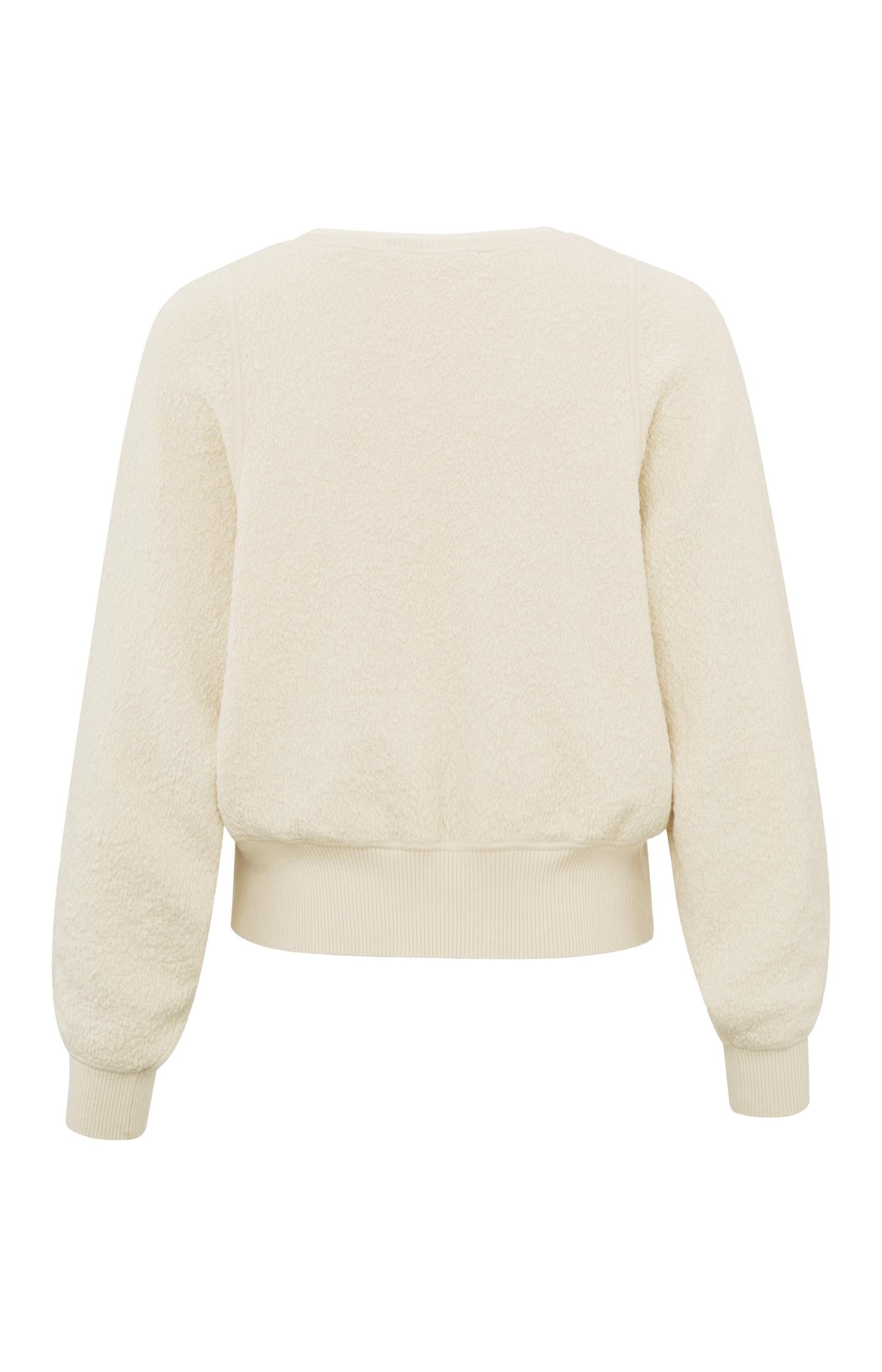 Textured sweater with crewneck, long sleeves and rib details - Summer Sand Dessin