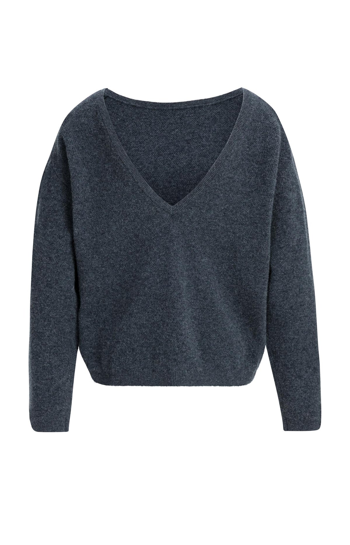 Textured sweater with deep V-neck at back - Black