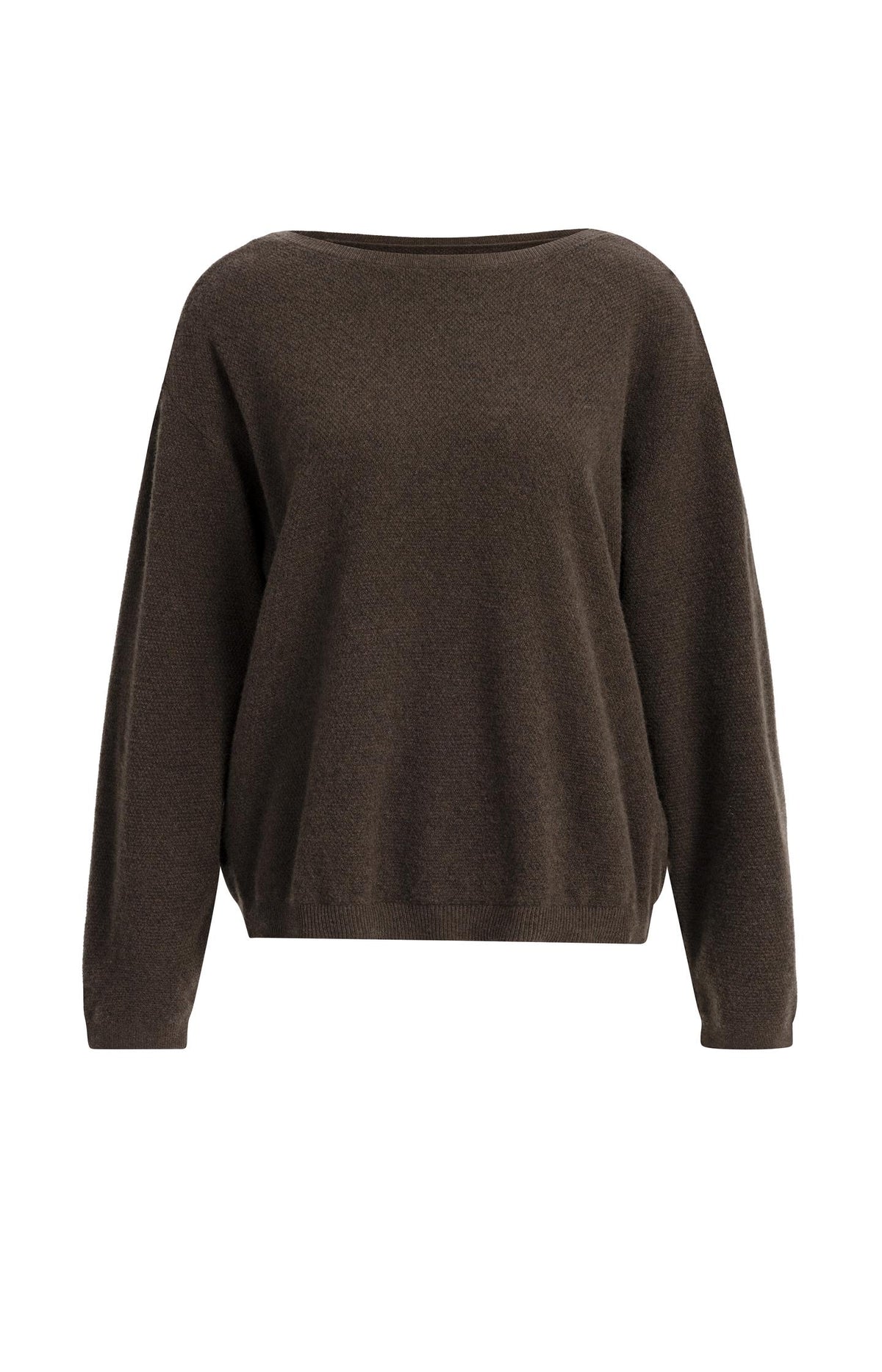 Textured sweater with deep V-neck at back - Dark Anthracite Melange