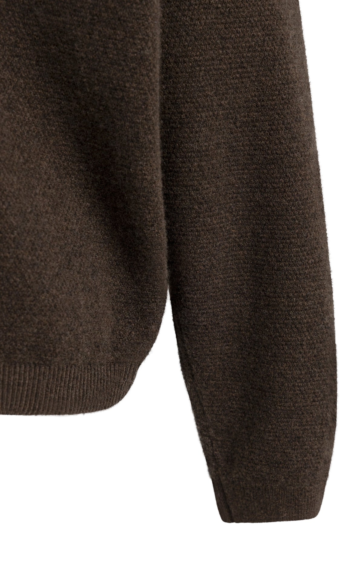 Textured sweater with deep V-neck at back - Brown