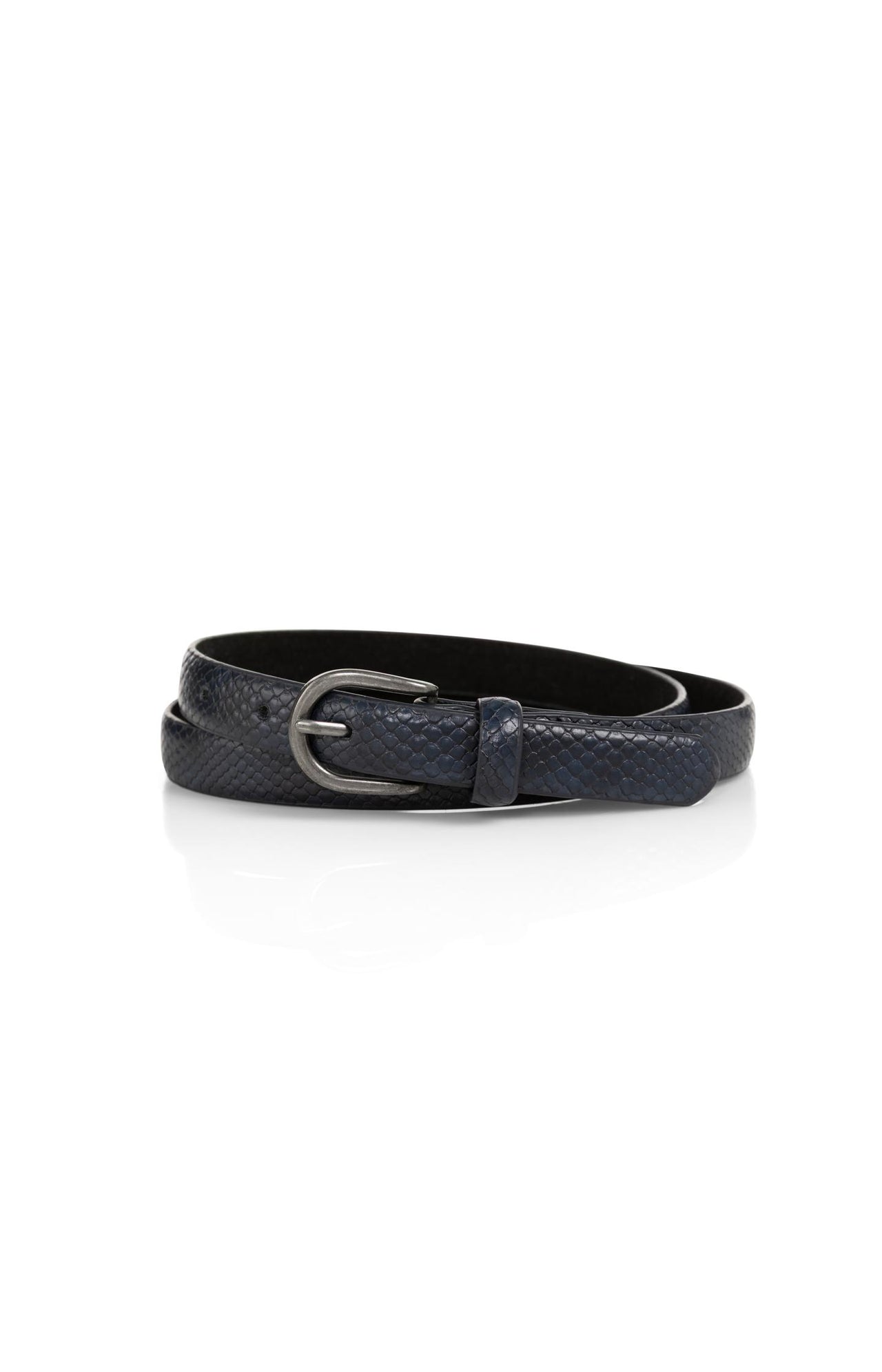 Thin leather belt with snake texture - Type: product