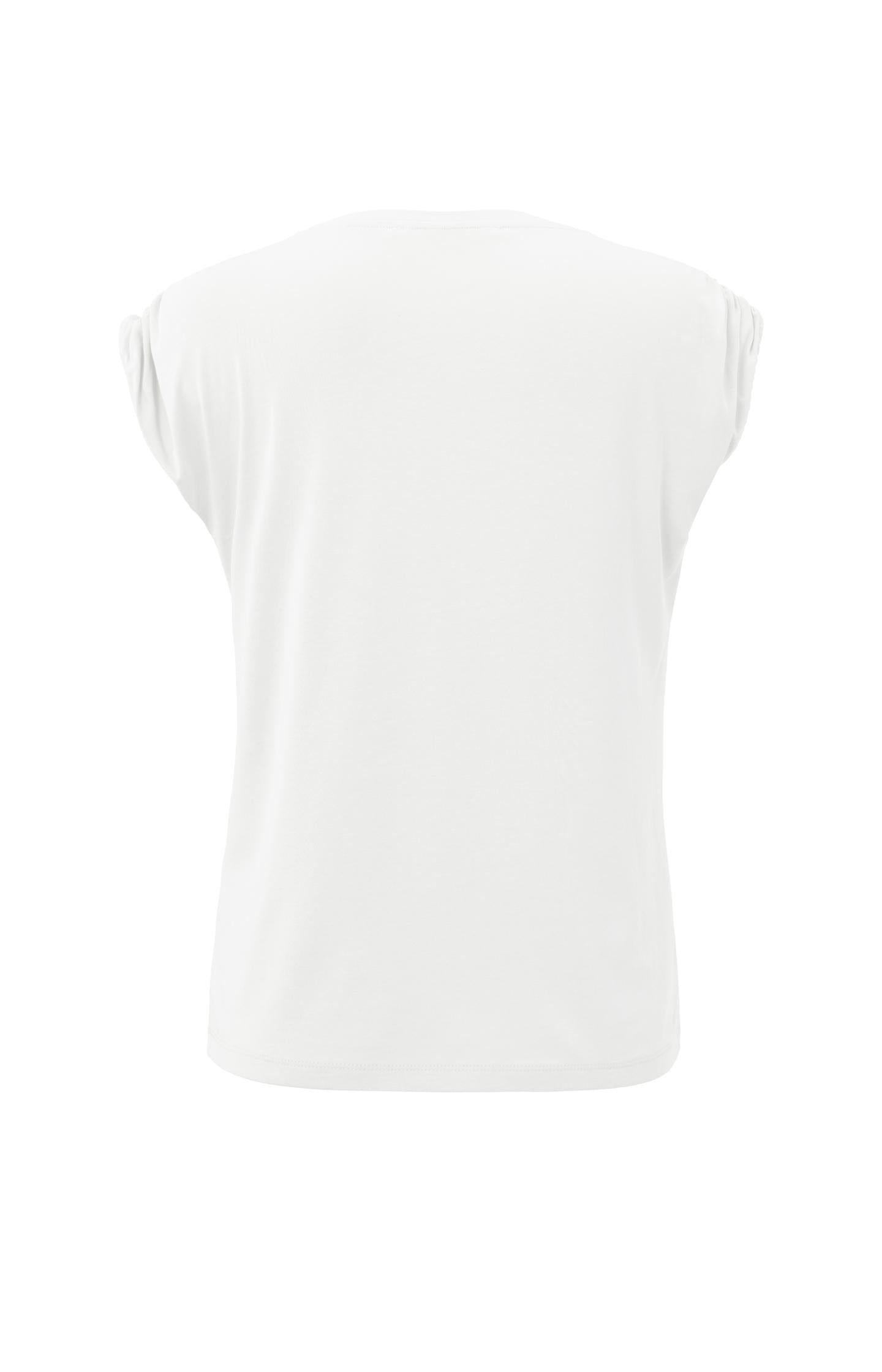 Top with boatneck, cap sleeves and shoulder details