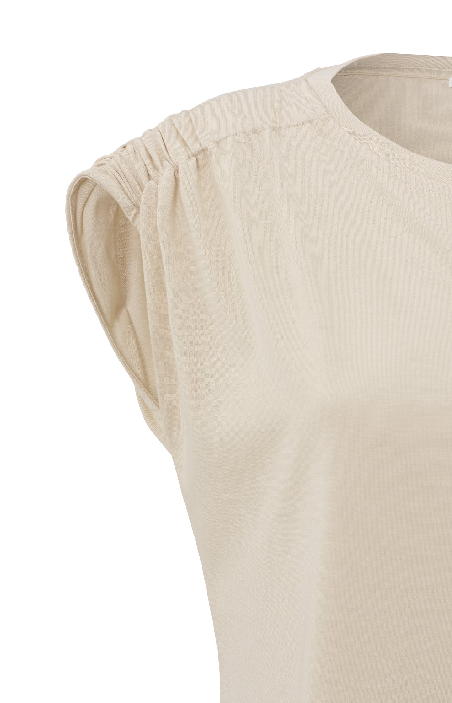 Top with boatneck, cap sleeves and shoulder details