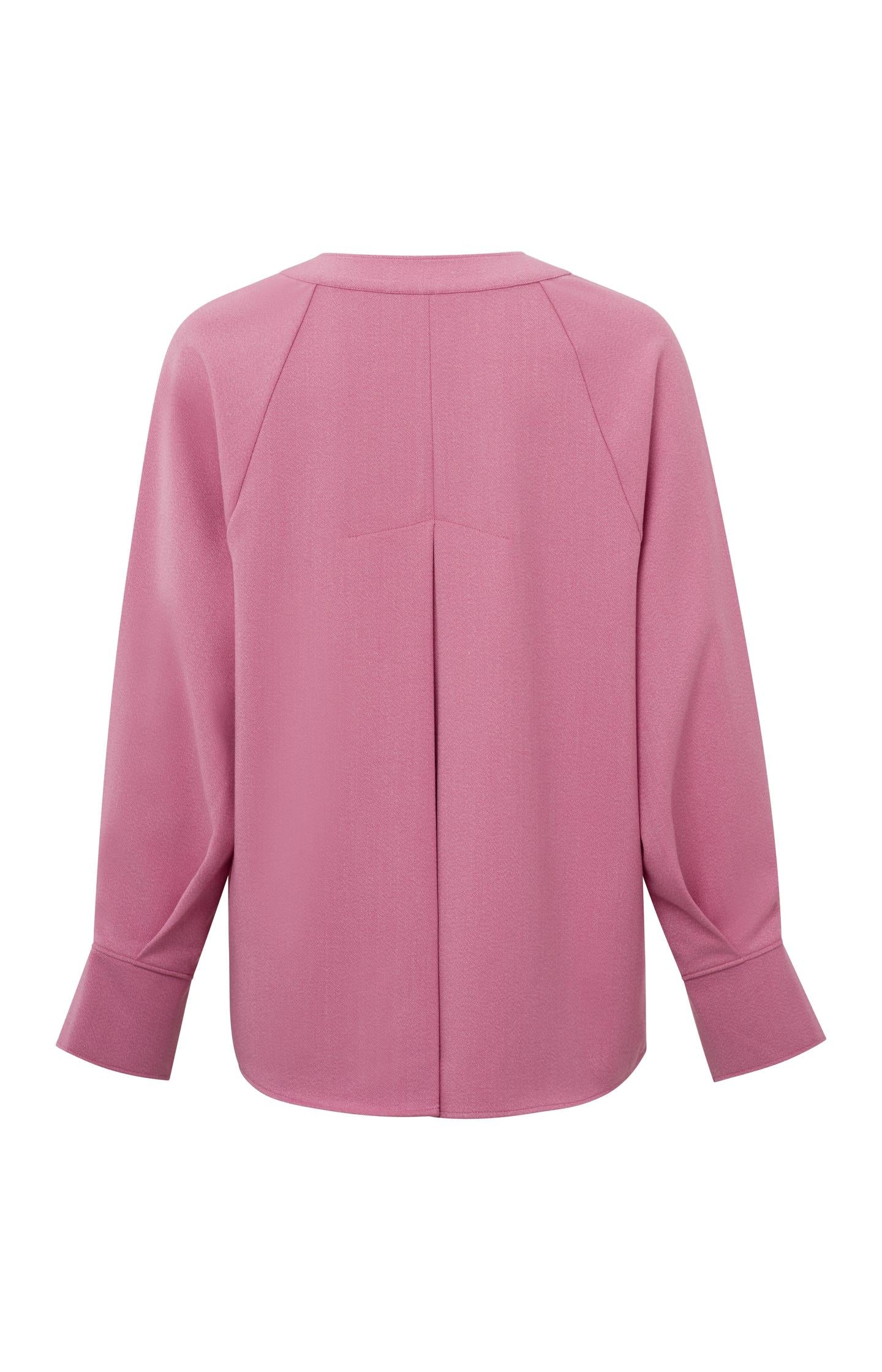 Wide fit top with detailed V-neck, long sleeves and pleated details