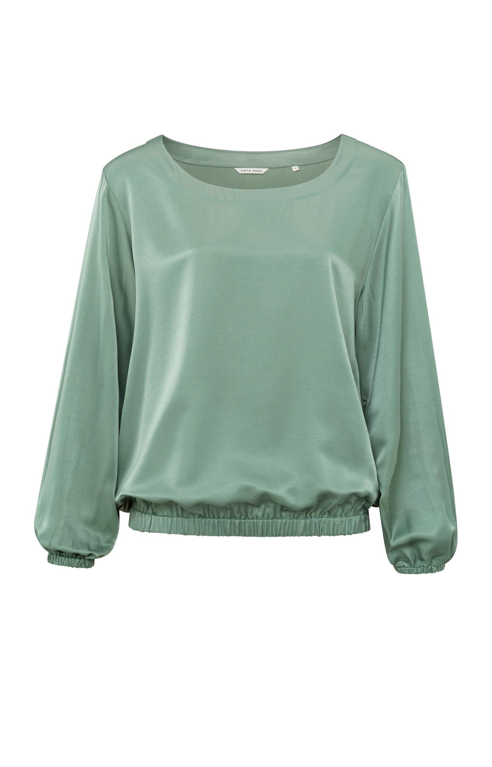 Yaya High Neck Two Tone Knit Top Taupe/olive
