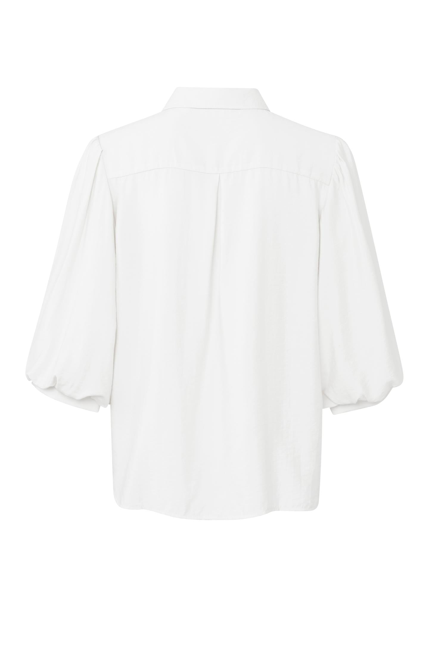 Top with mid-length balloon sleeves, chest pocket and button