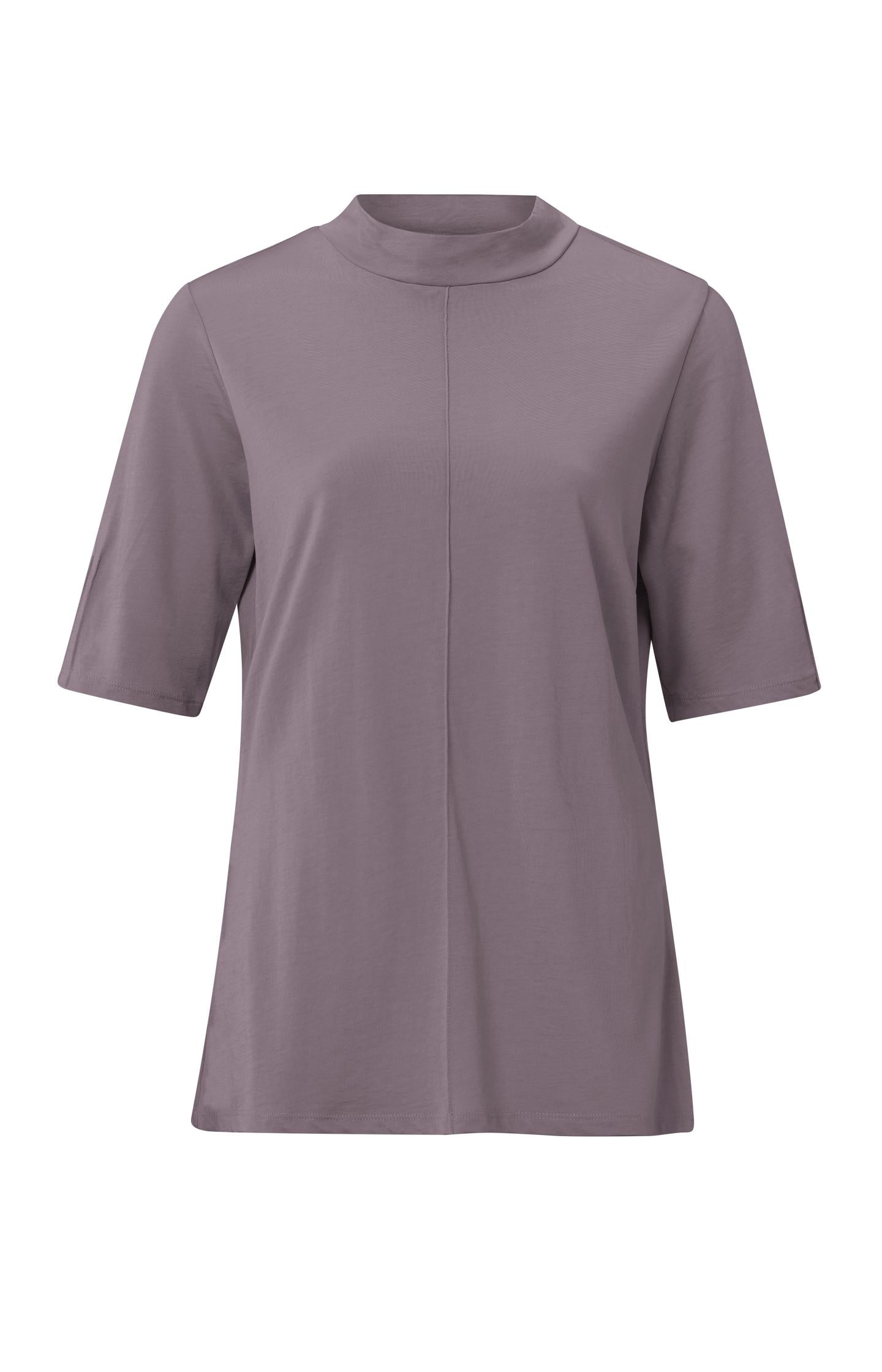 Top with round high neck, short sleeves and seam detail - Type: product