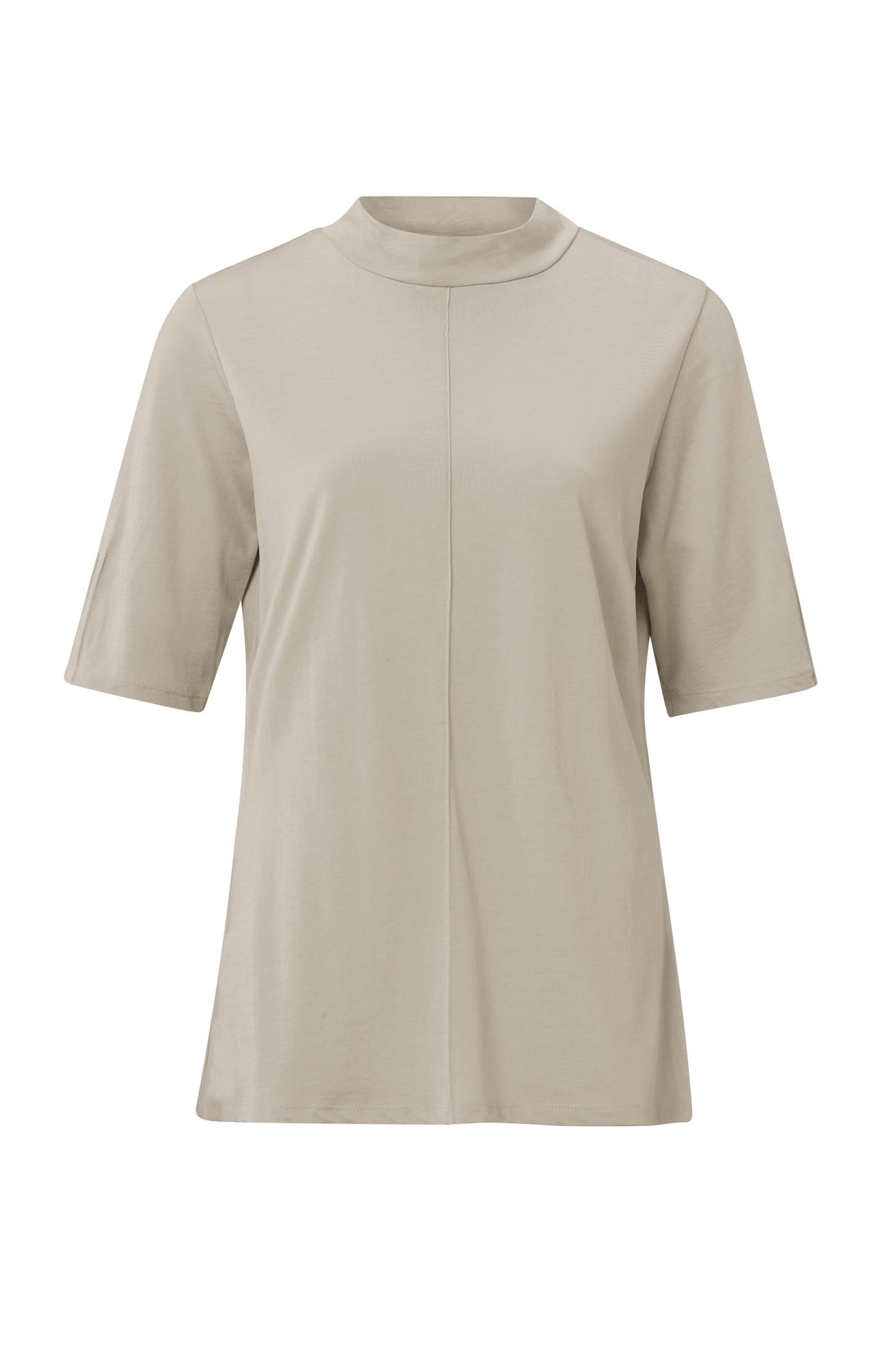 Top with round high neck, short sleeves and seam detail - Type: product