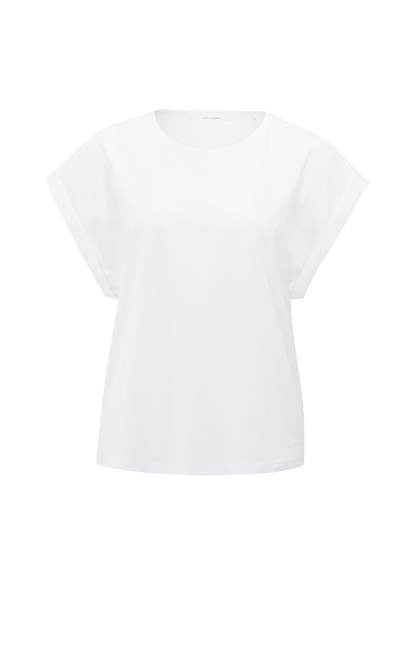 Top with round neck and woven cuff sleeves - Type: product