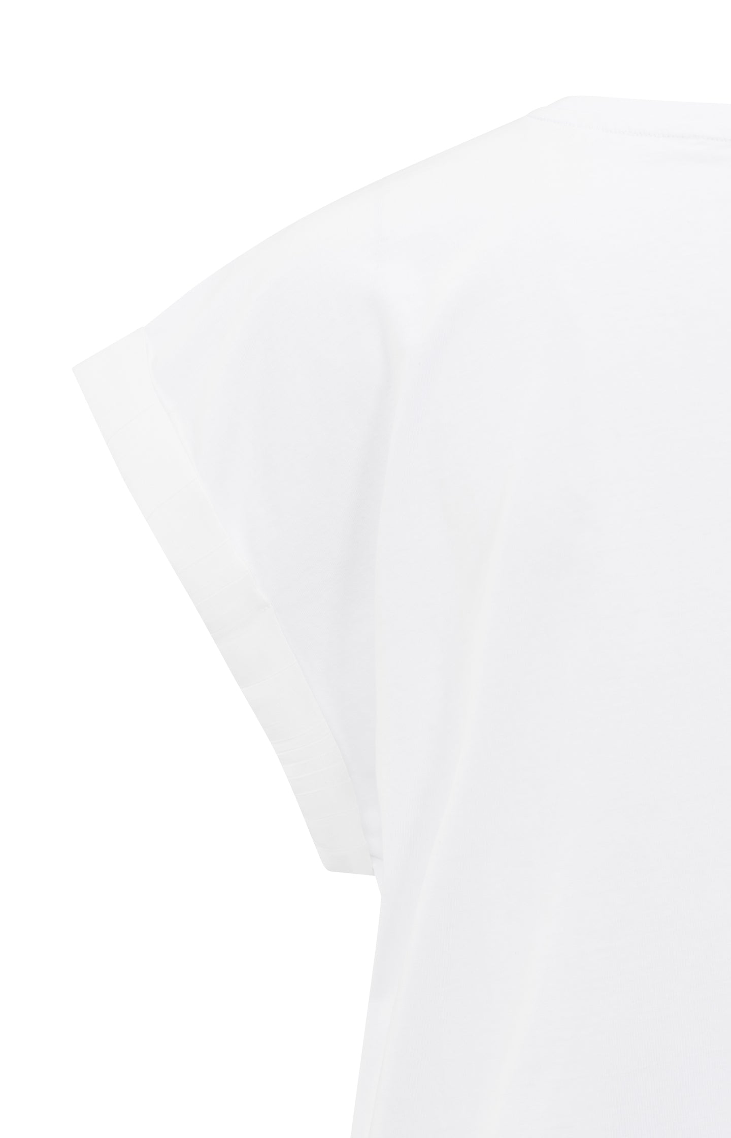 Top with round neck and woven cuff sleeves
