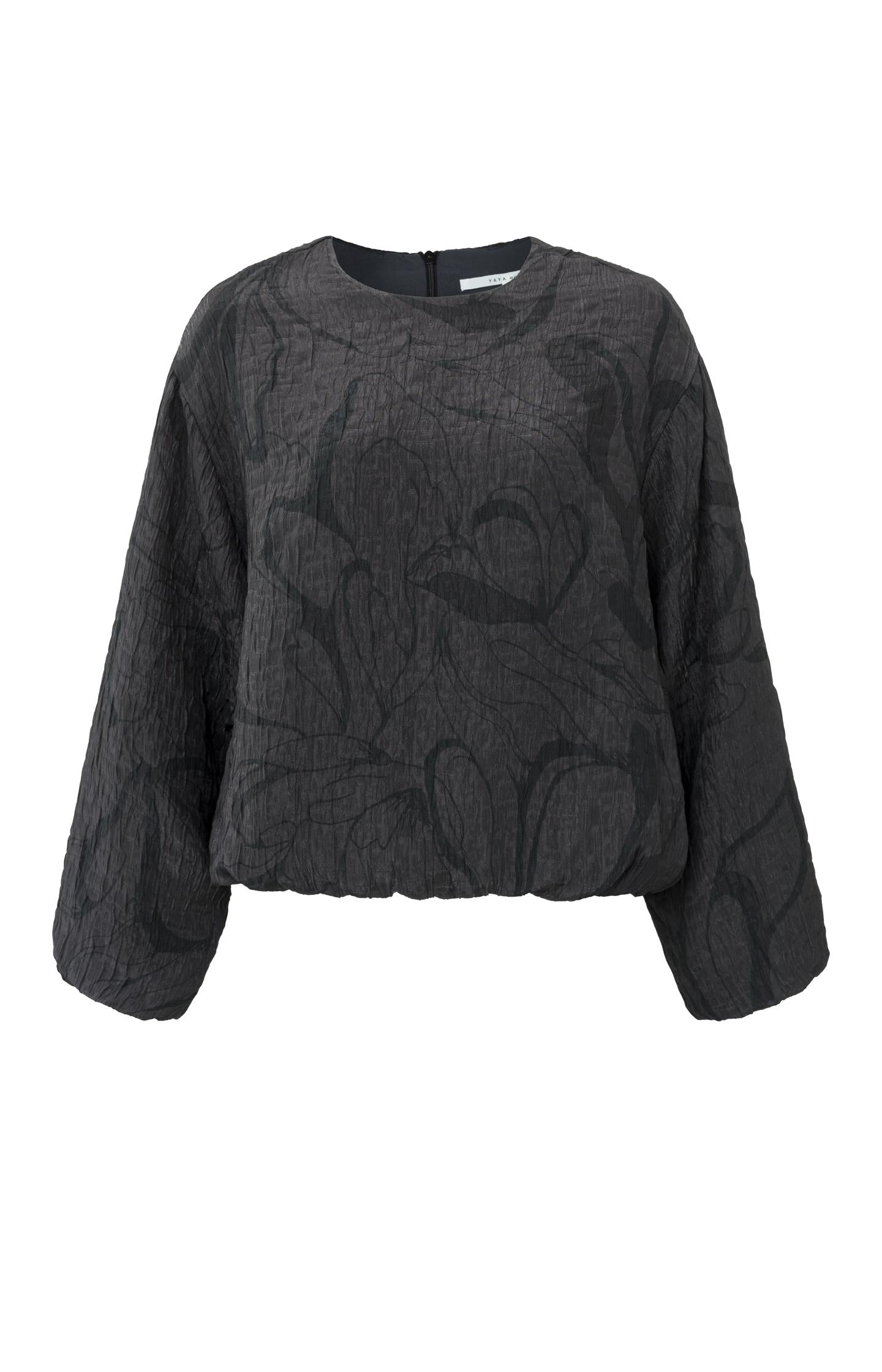 Top with round neck, long balloon sleeves and print - Type: product