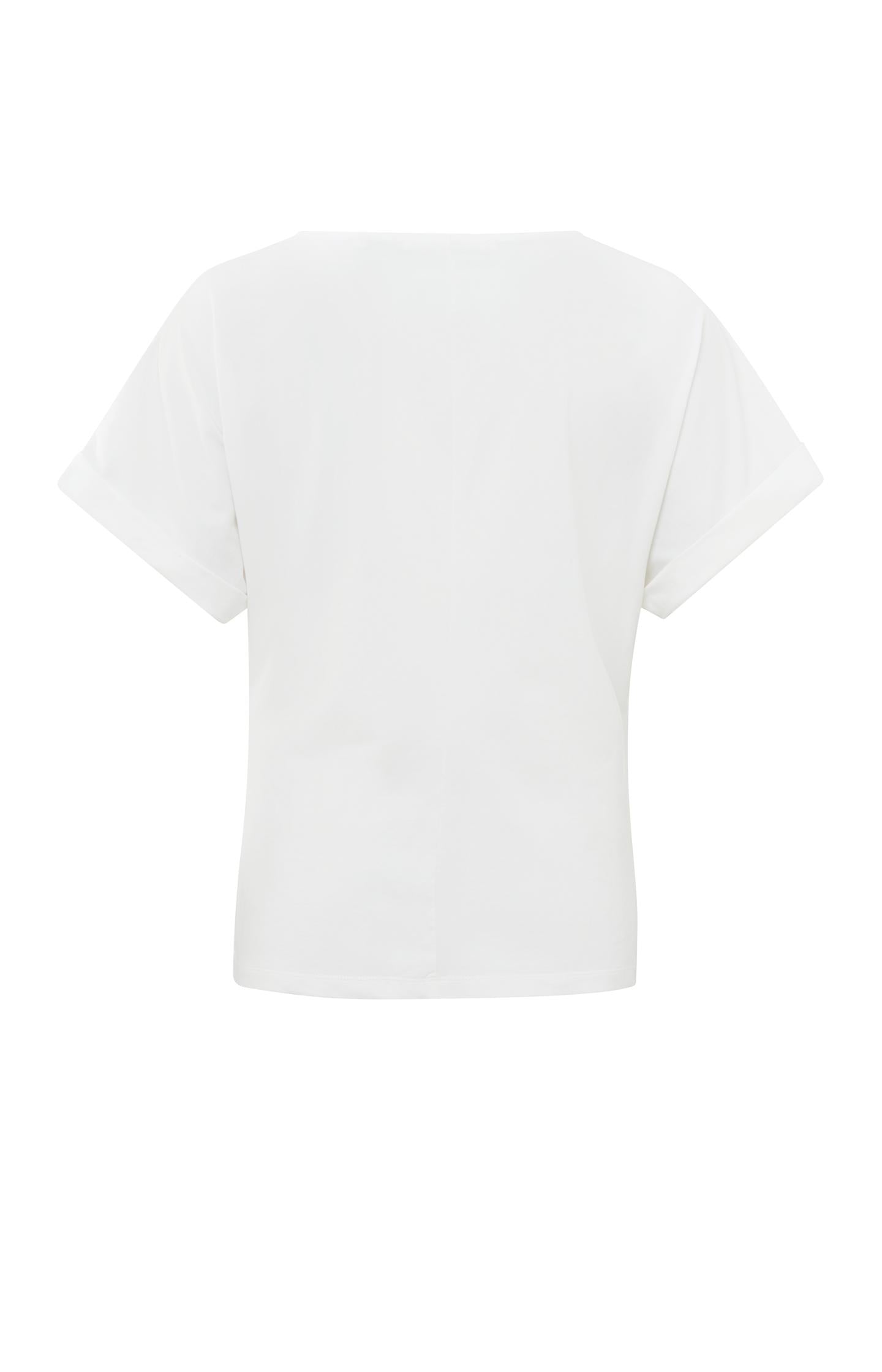 Top with round neck, short sleeves and knotted detail - Blanc De Blanc White