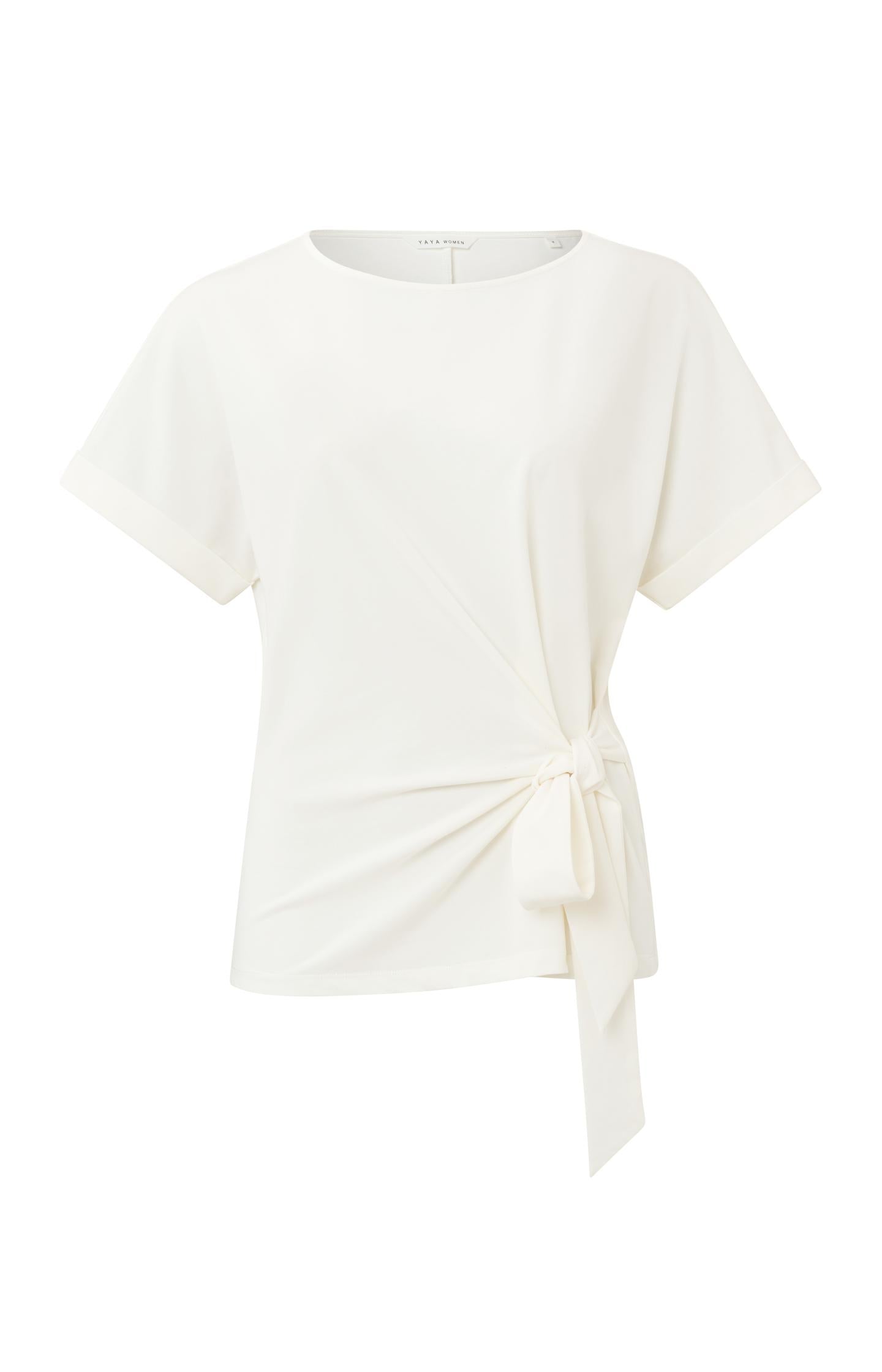 Top with round neck, short sleeves and knotted detail - Type: product