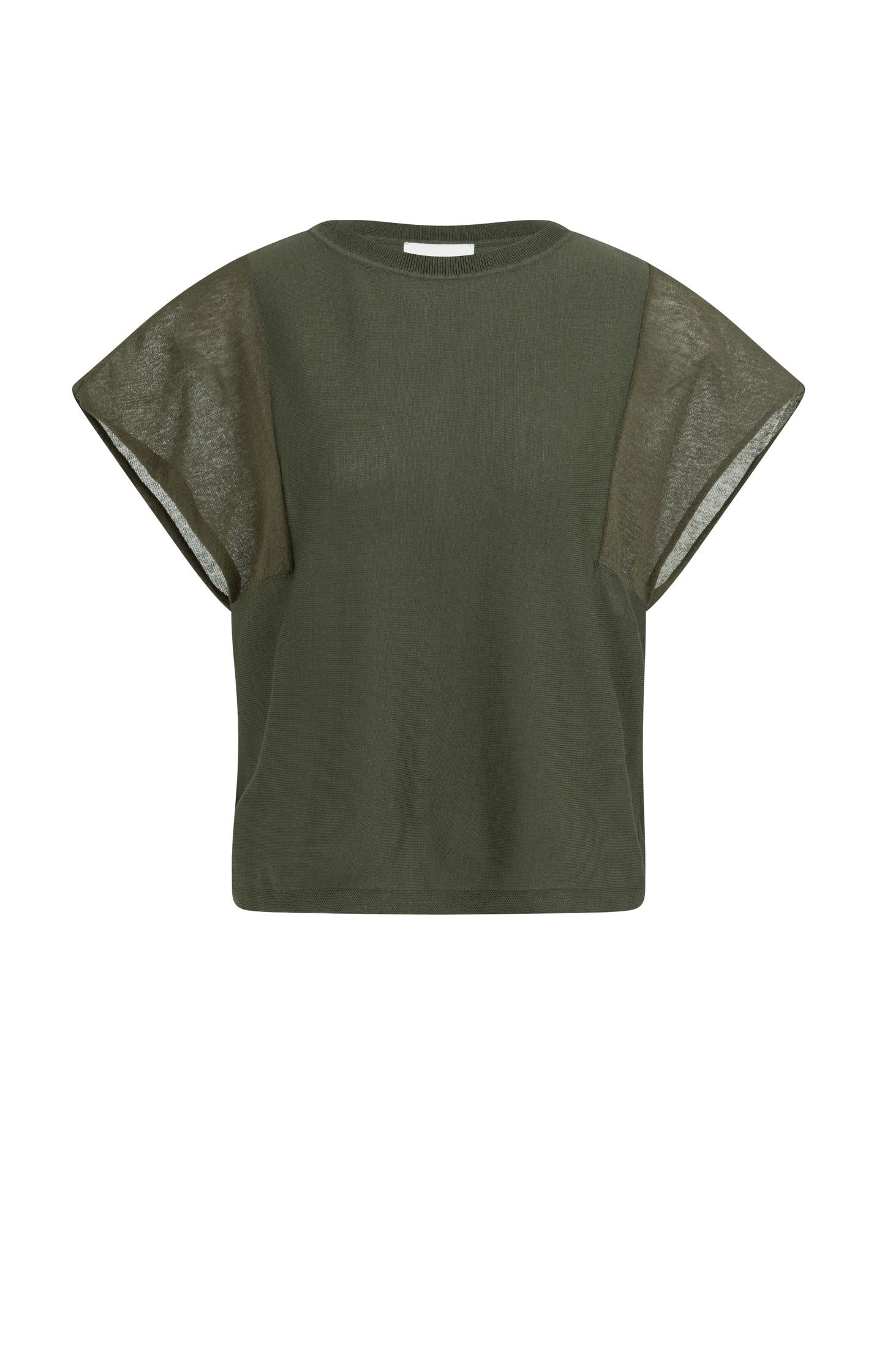 Top with sheer short sleeves and crew neck - Type: product