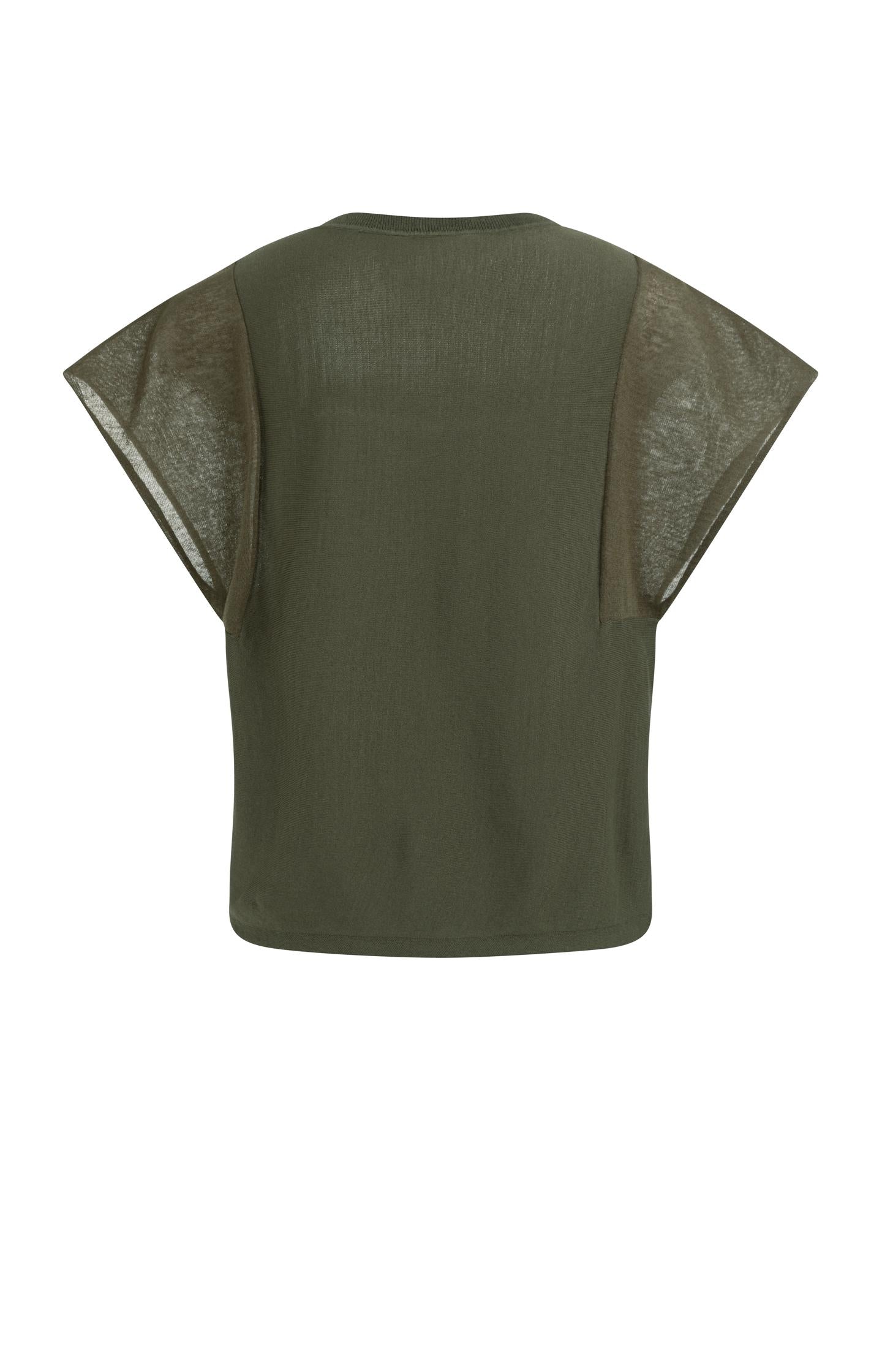 Top with sheer short sleeves and crew neck