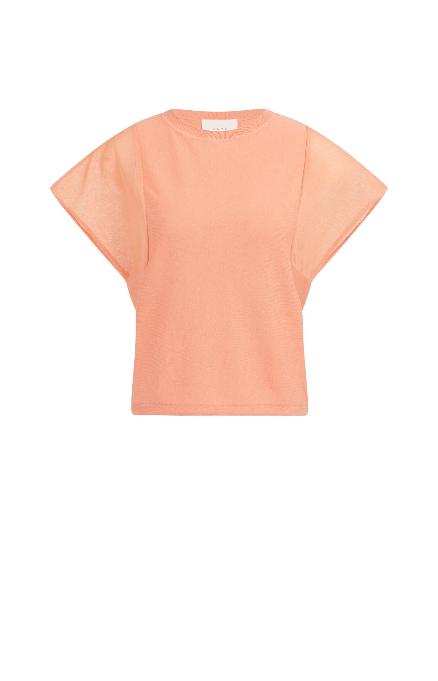 Top with sheer short sleeves and crew neck - Type: product