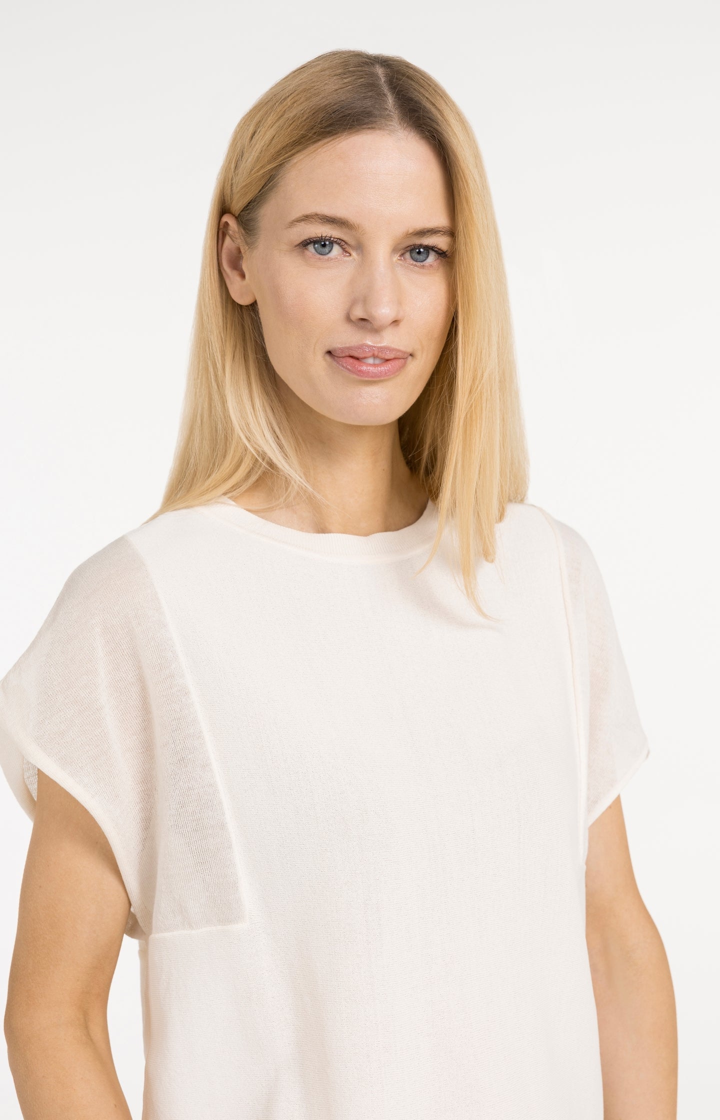 Top with sheer short sleeves and crew neck - Type: lookbook