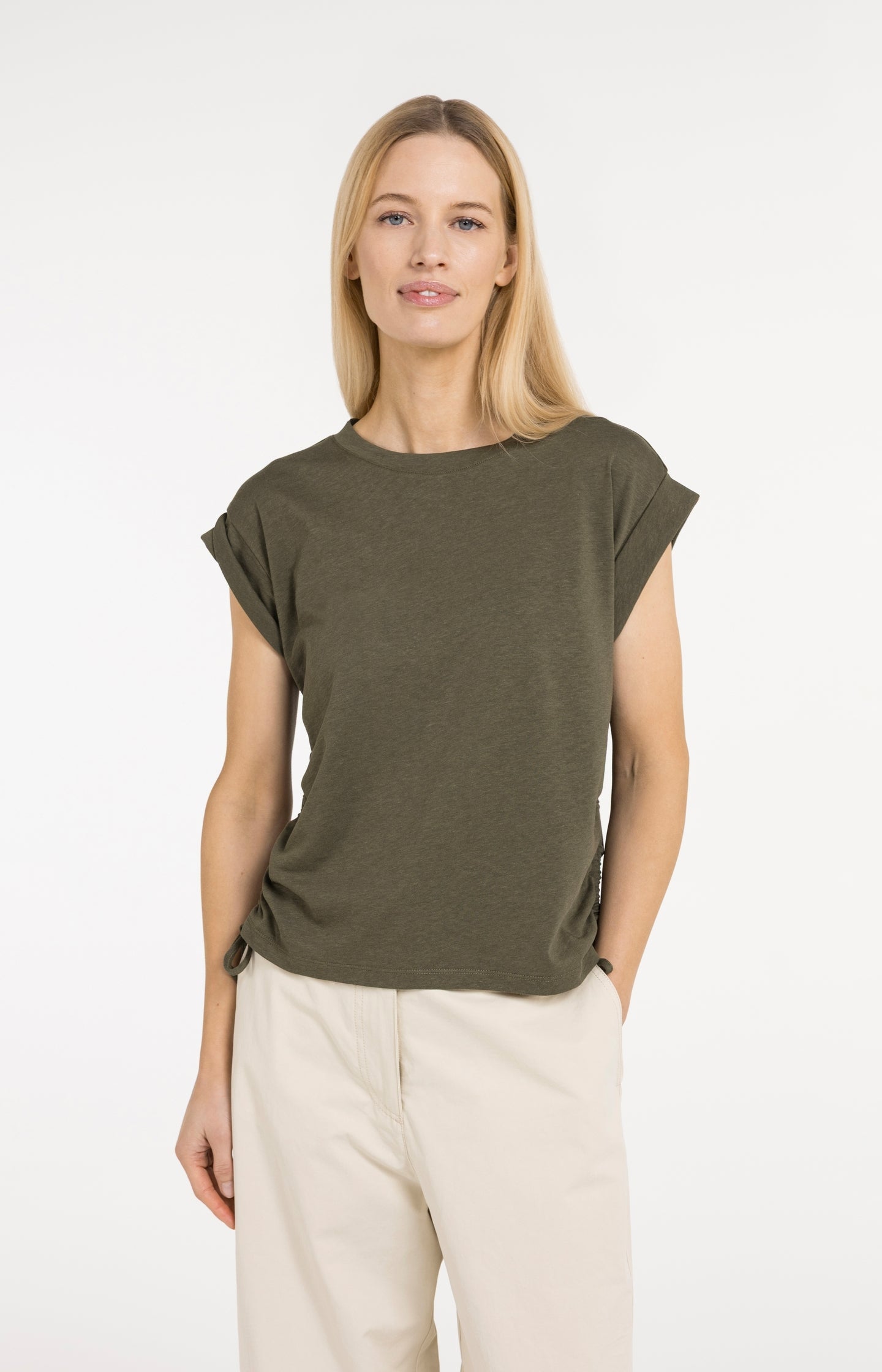 Top with short sleeves and adjustable cords