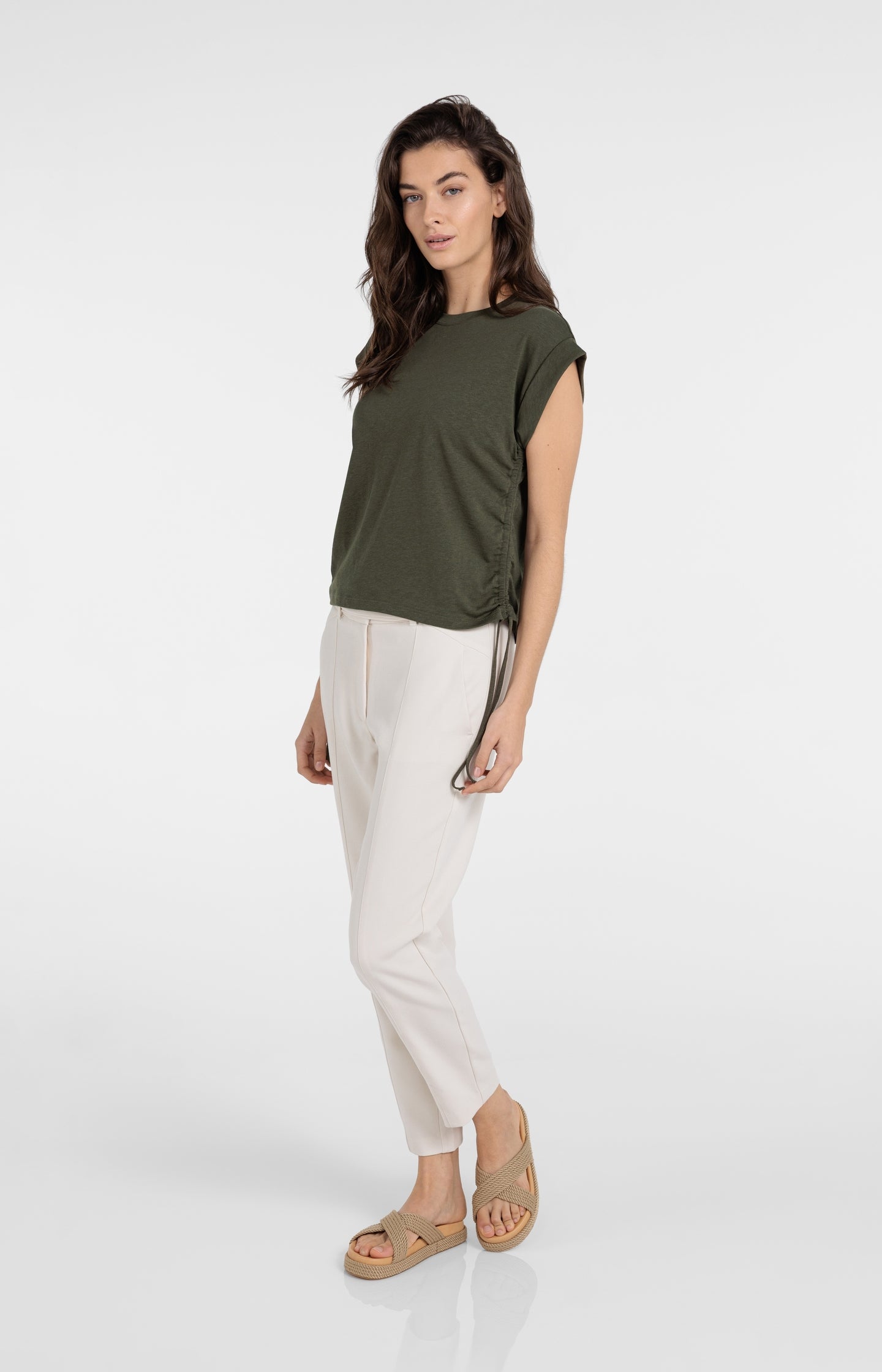 Top with short sleeves and adjustable cords