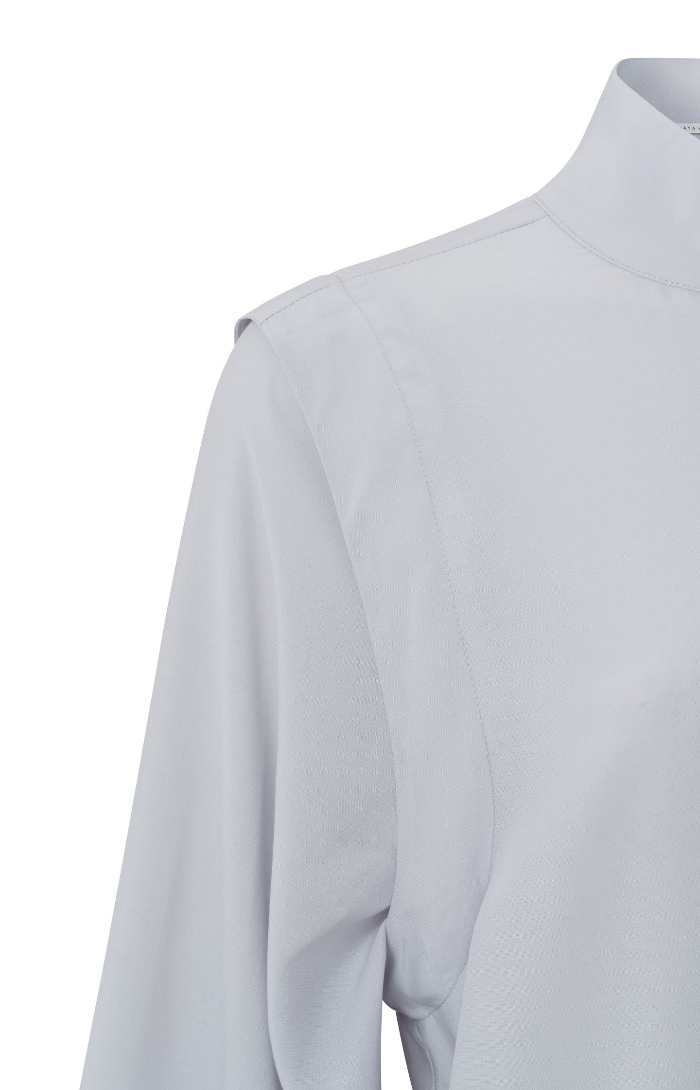 Top with turtleneck, puff sleeves, zip and shoulder details