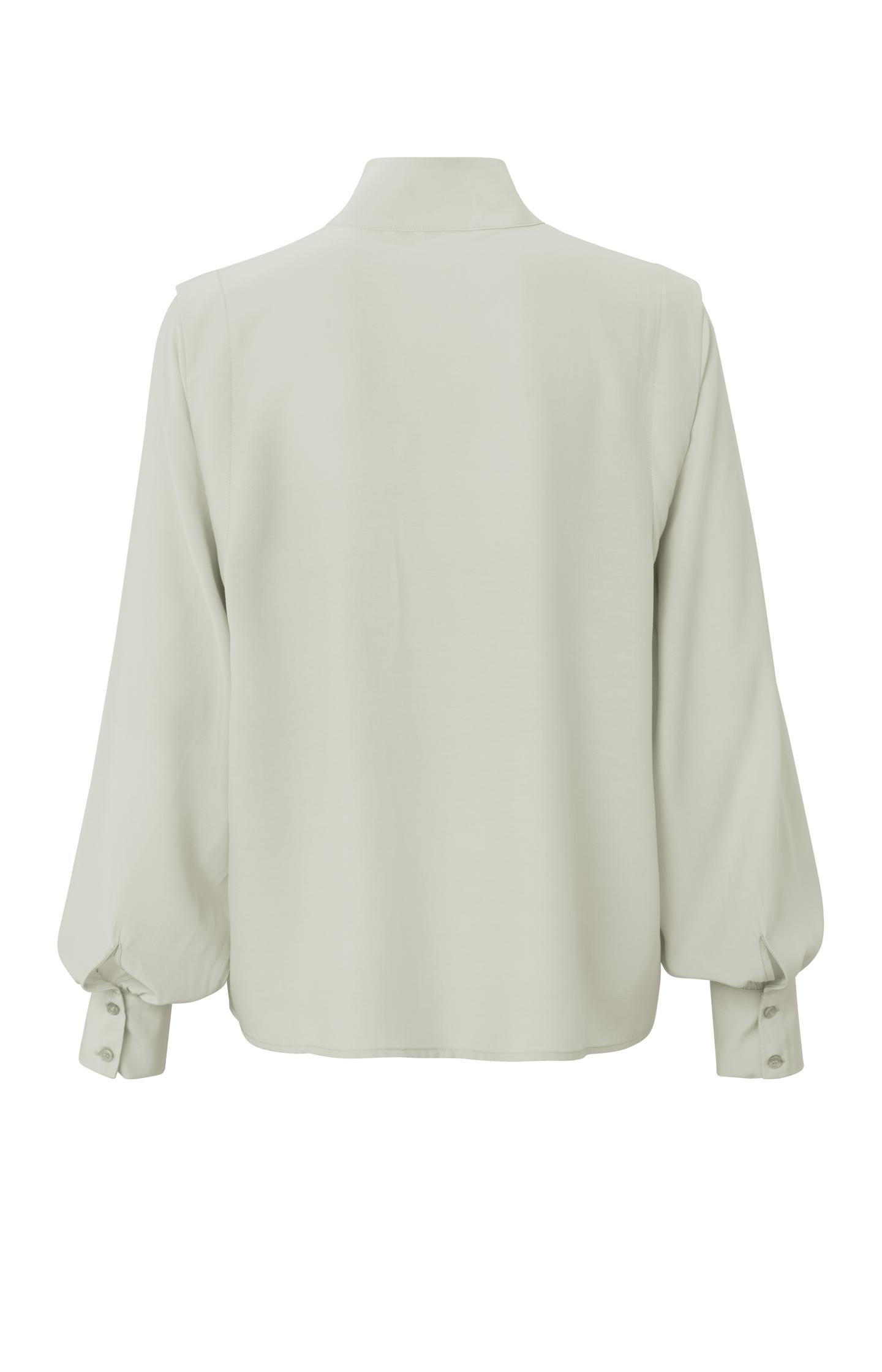 Top with turtleneck, puff sleeves, zip and shoulder details