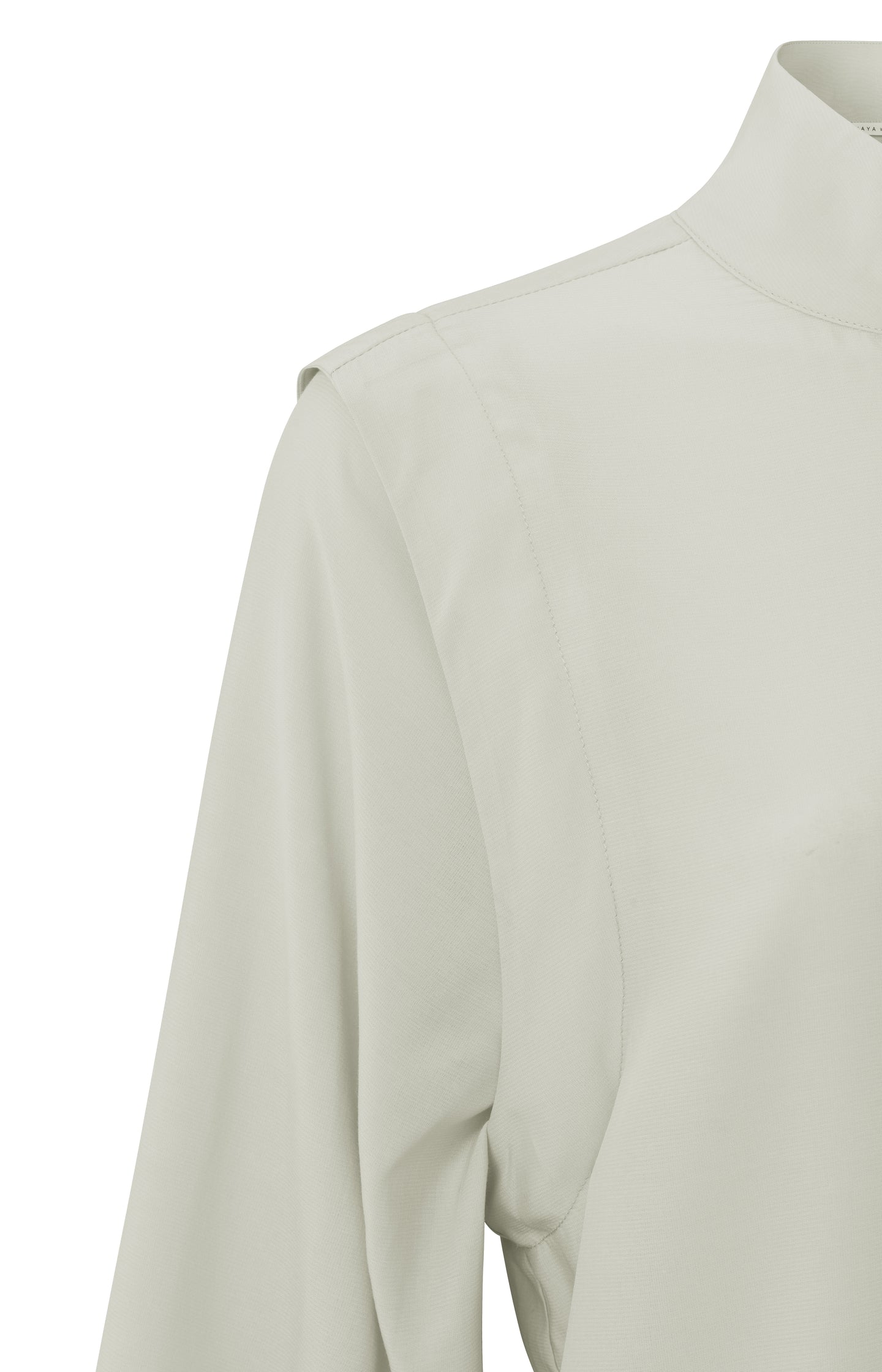 Top with turtleneck, puff sleeves, zip and shoulder details