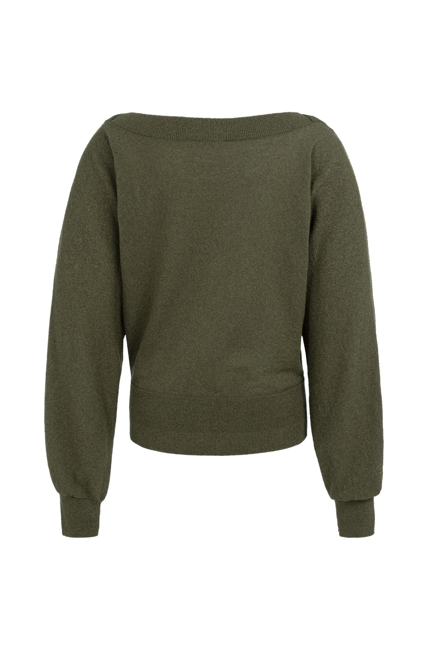 Towel knit sweater with boat neckline