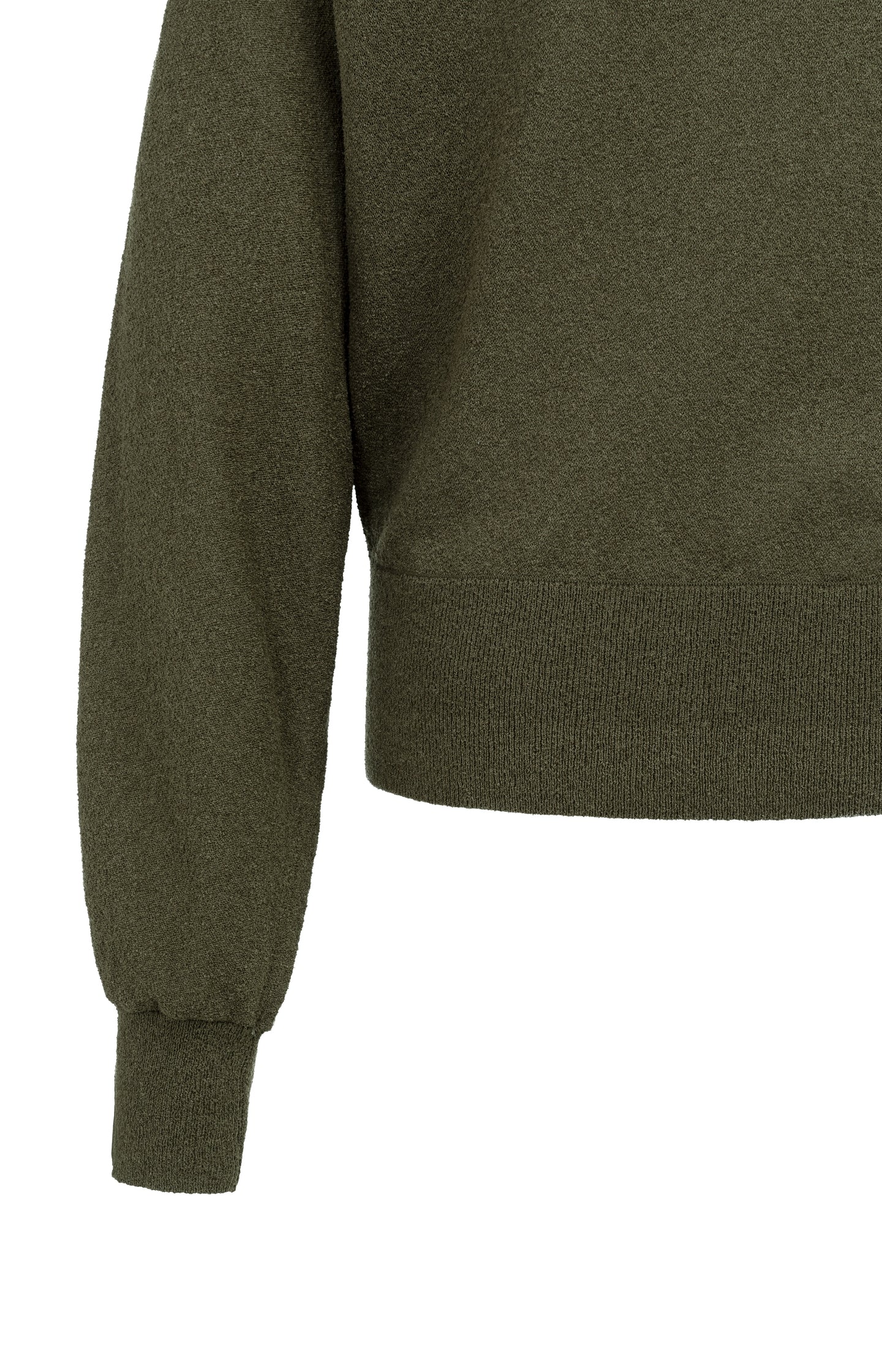 Towel knit sweater with boat neckline