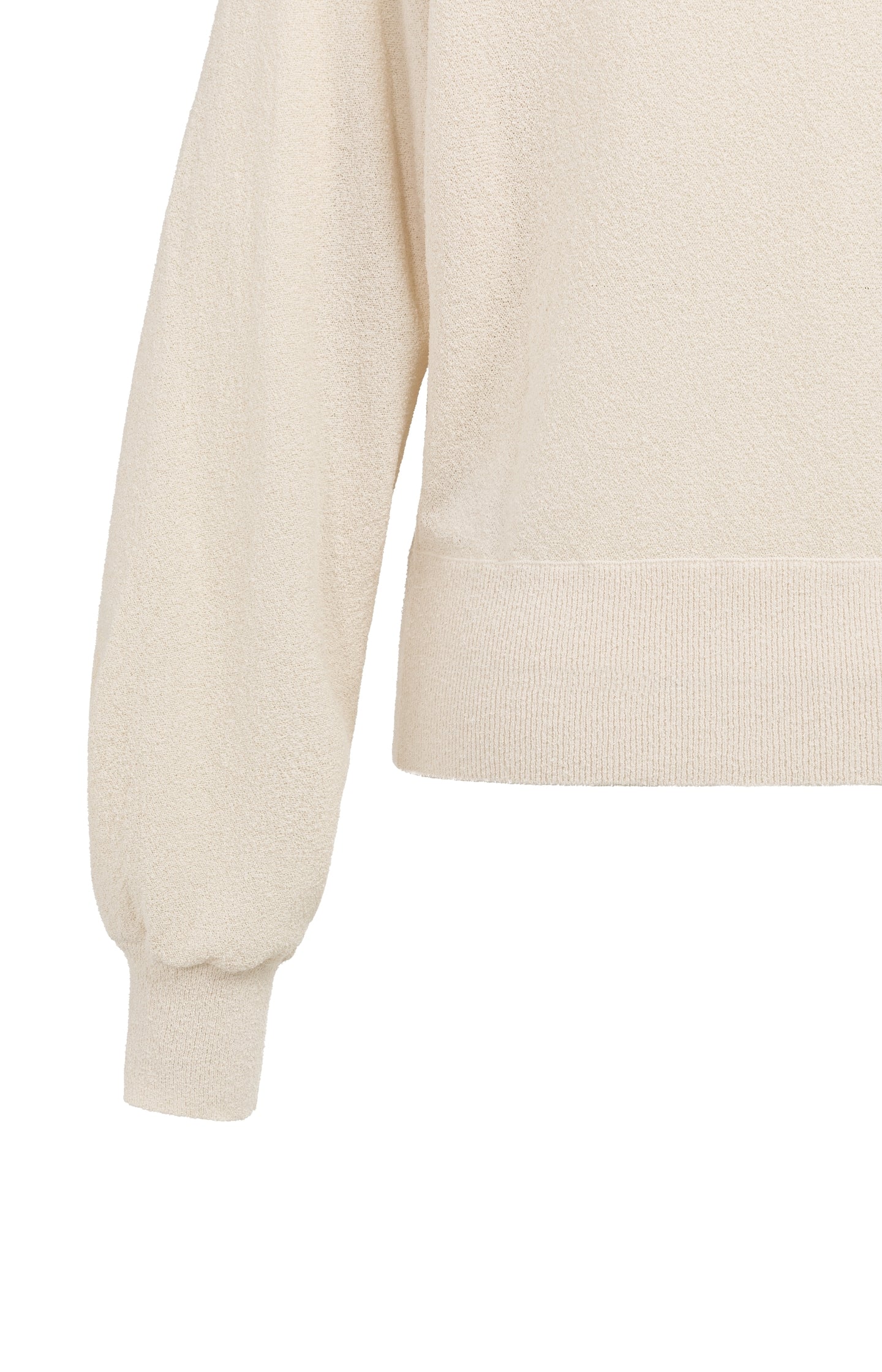 Towel knit sweater with boat neckline