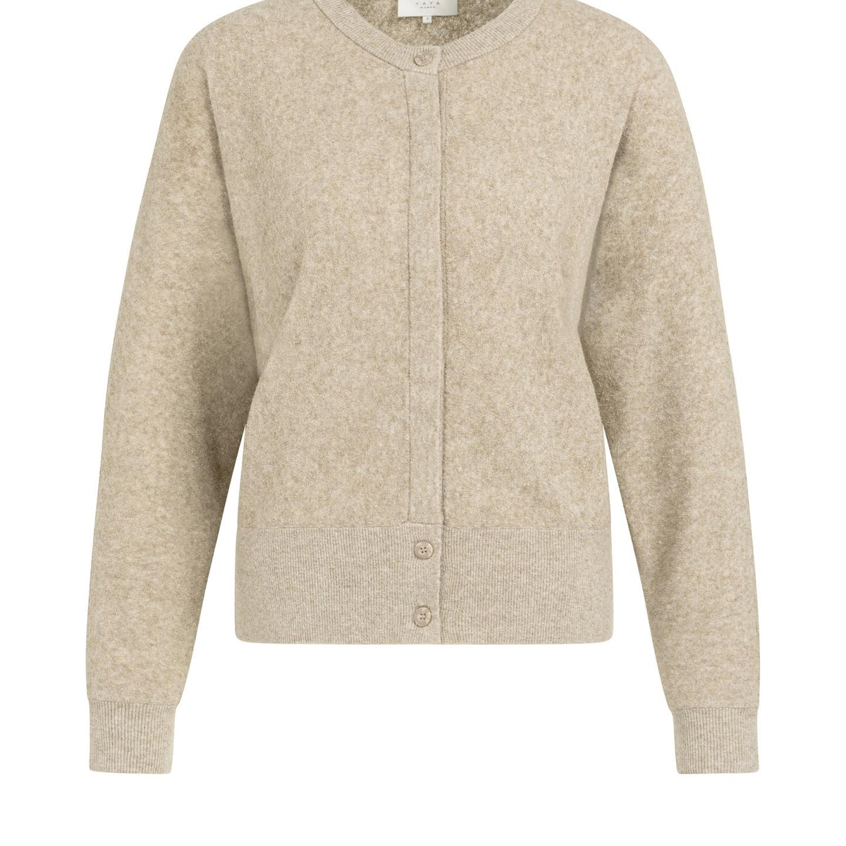 Towel-textured knit cardigan with long sleeves