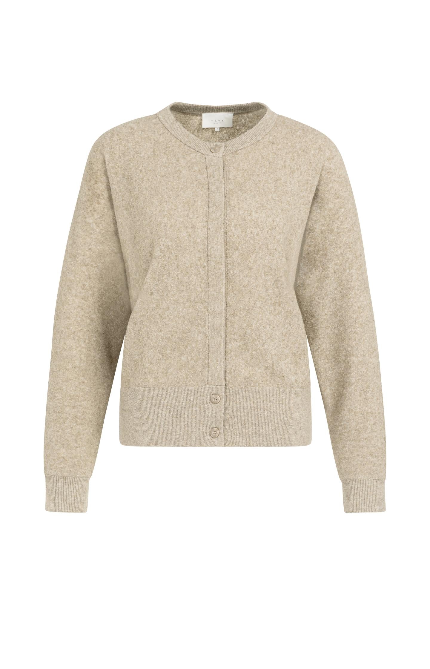 Towel-textured knit cardigan with long sleeves - Type: product