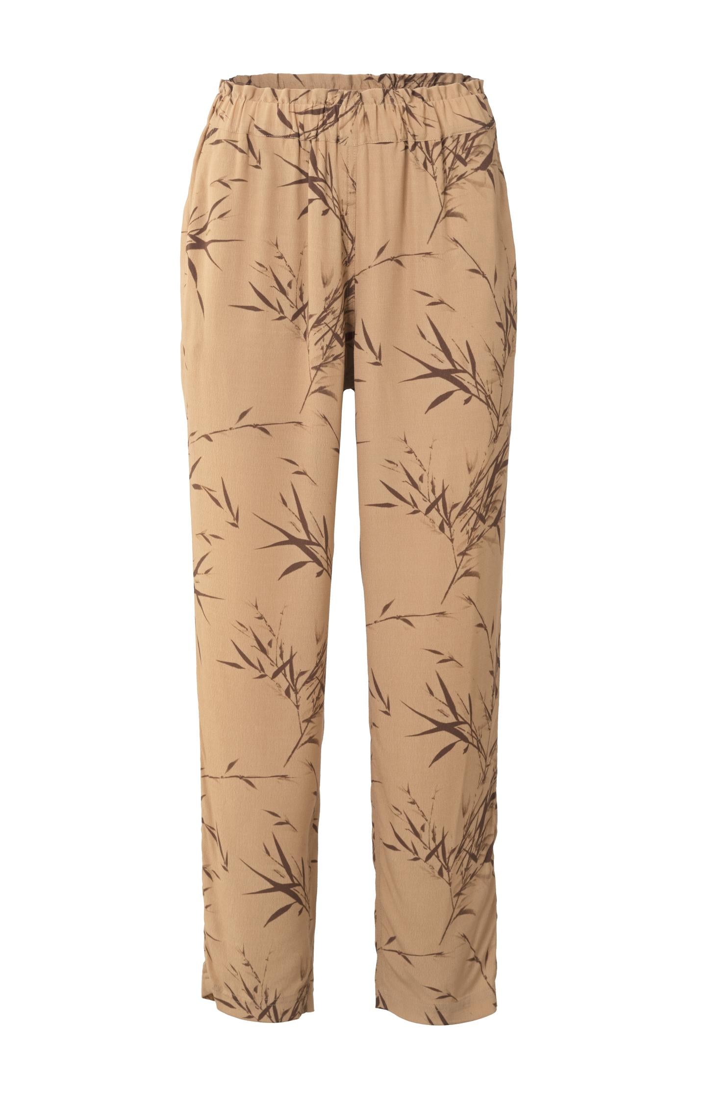 Trousers with elastic waist, side pockets and bamboo print - Type: product