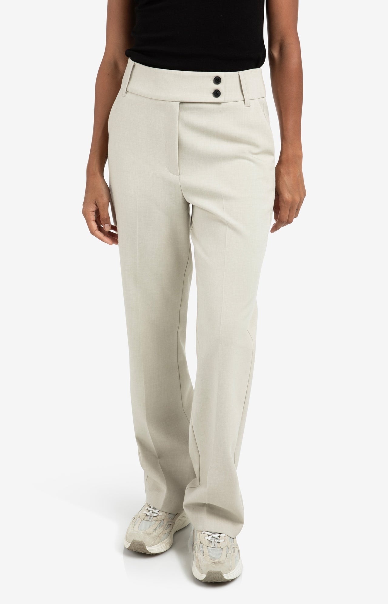 Trousers with straight legs and stylish waistband
